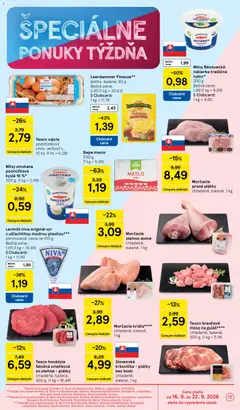 Tesco leták platný od 16.09.2026 | Strana: 15 | Produkty: Maslo, Smotana, Krkovička, Bravčové mäso