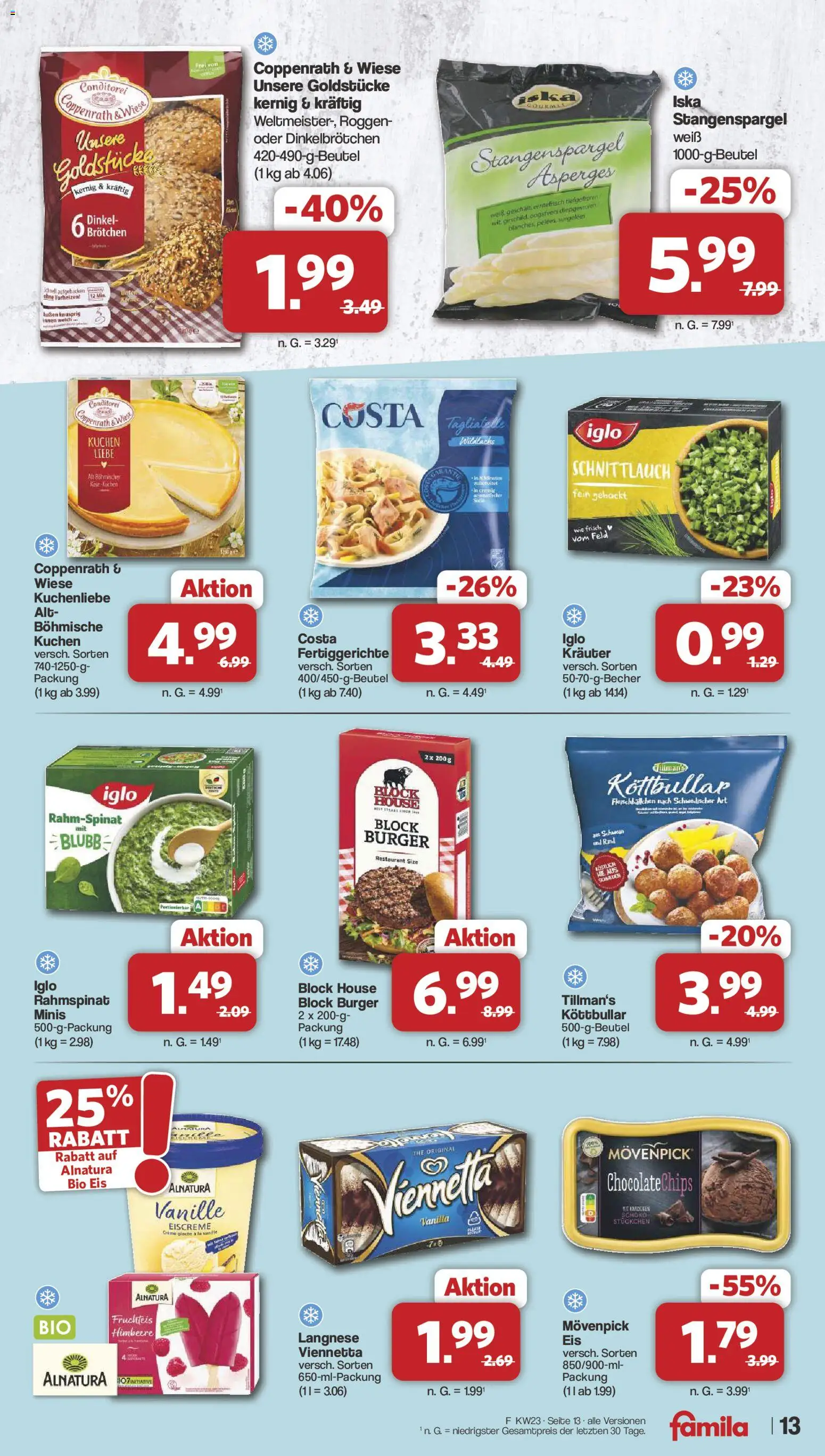 Famila Nordwest Prospekt – gültig ab 01.06.2026 | Seite: 13 | Produkte: Burger, Eiscreme, Himbeere, Eis