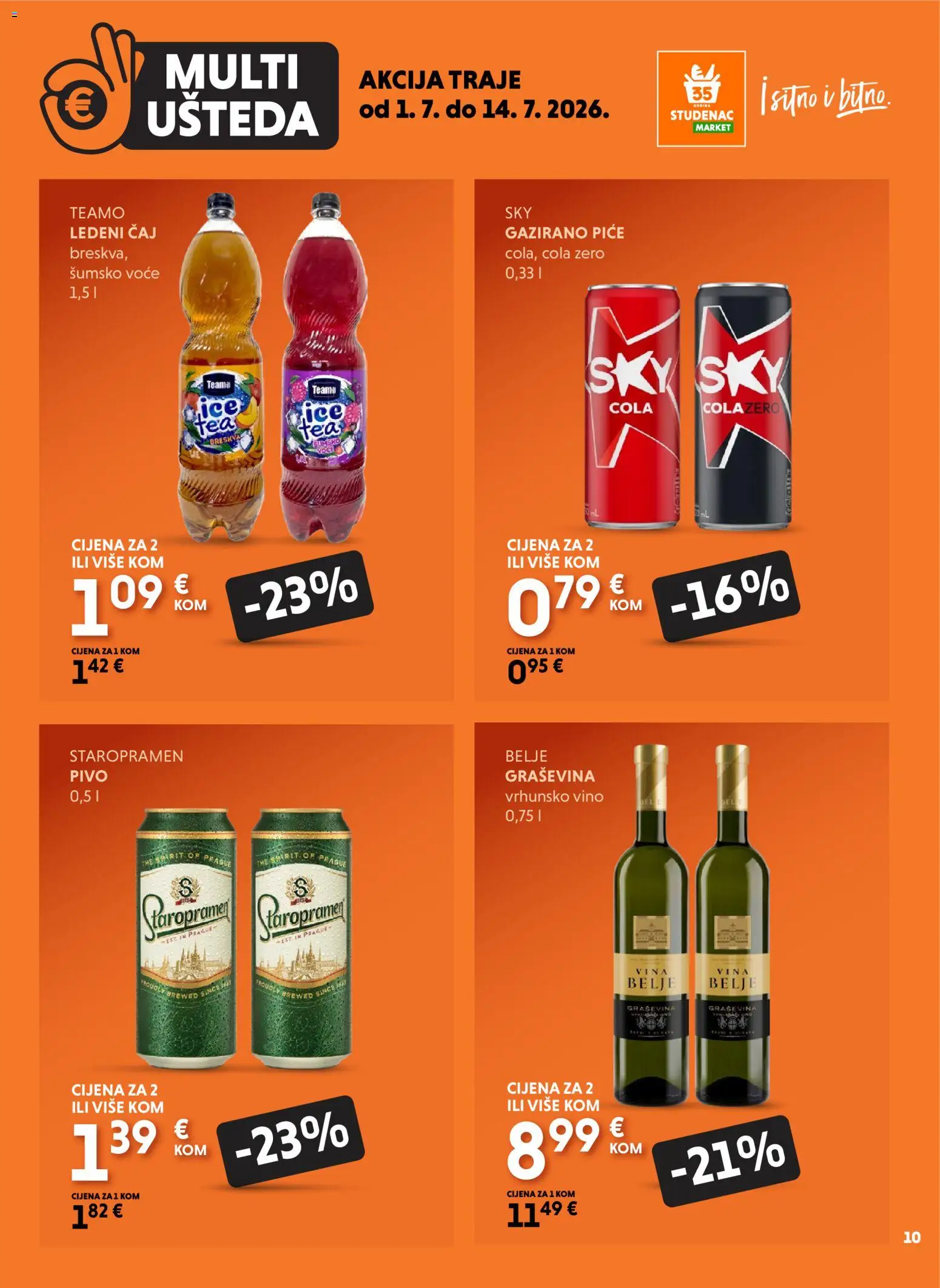 Studenac katalog | vrijedi od 01.07.2026 | Stranica: 10 | Proizvodi: Šumsko voće, Staropramen, Pivo, Čaj