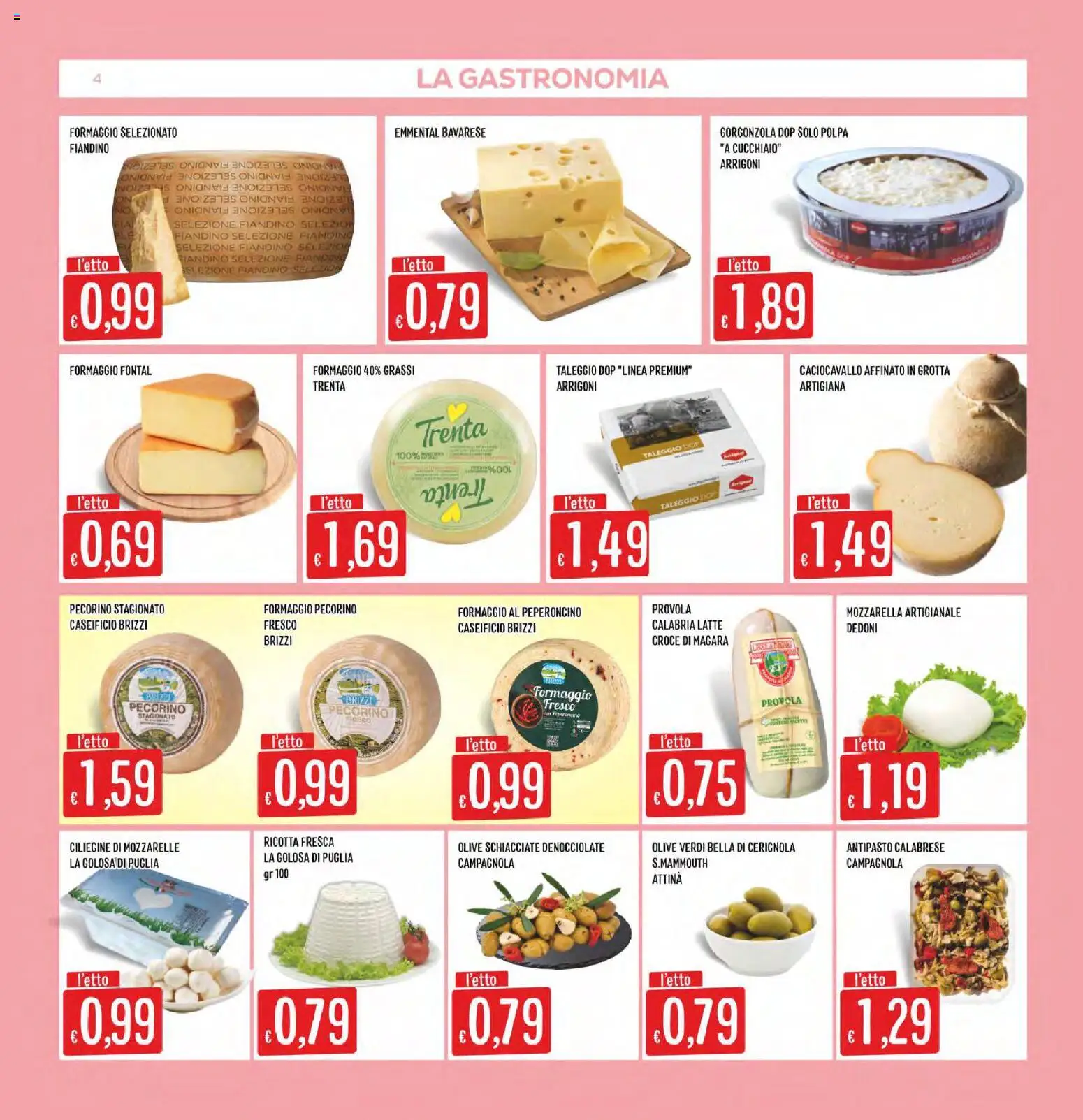 Volantino SISA del 01/10/2026 | Pagina: 4 | Prodotti: Mozzarella, Olive, Peperoncino, Emmental