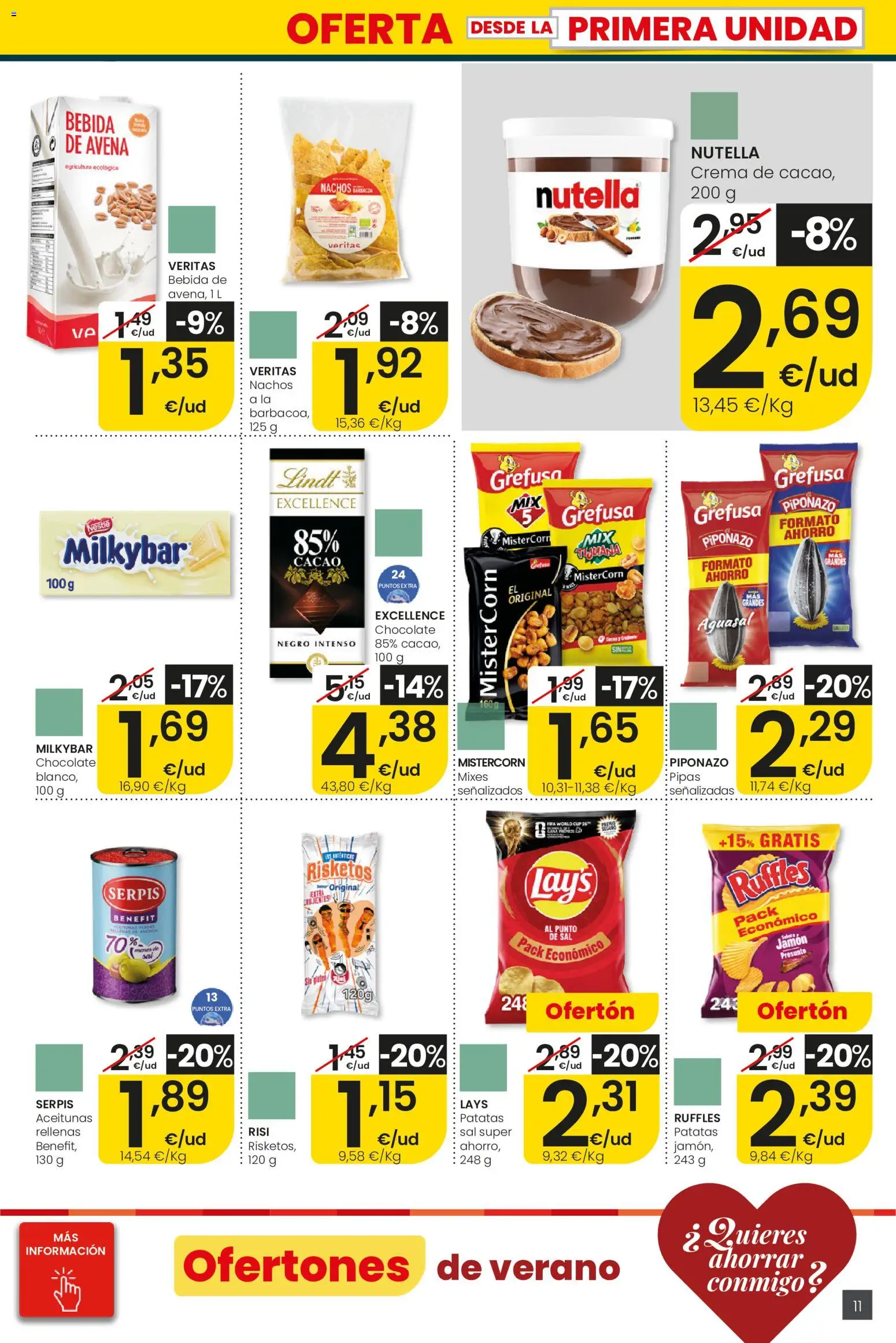 Eroski City │ válido desde el 30/07/2026 | Página: 11 | Productos: Καλτσάκια μισά, Chocolate, Jamón, Crema