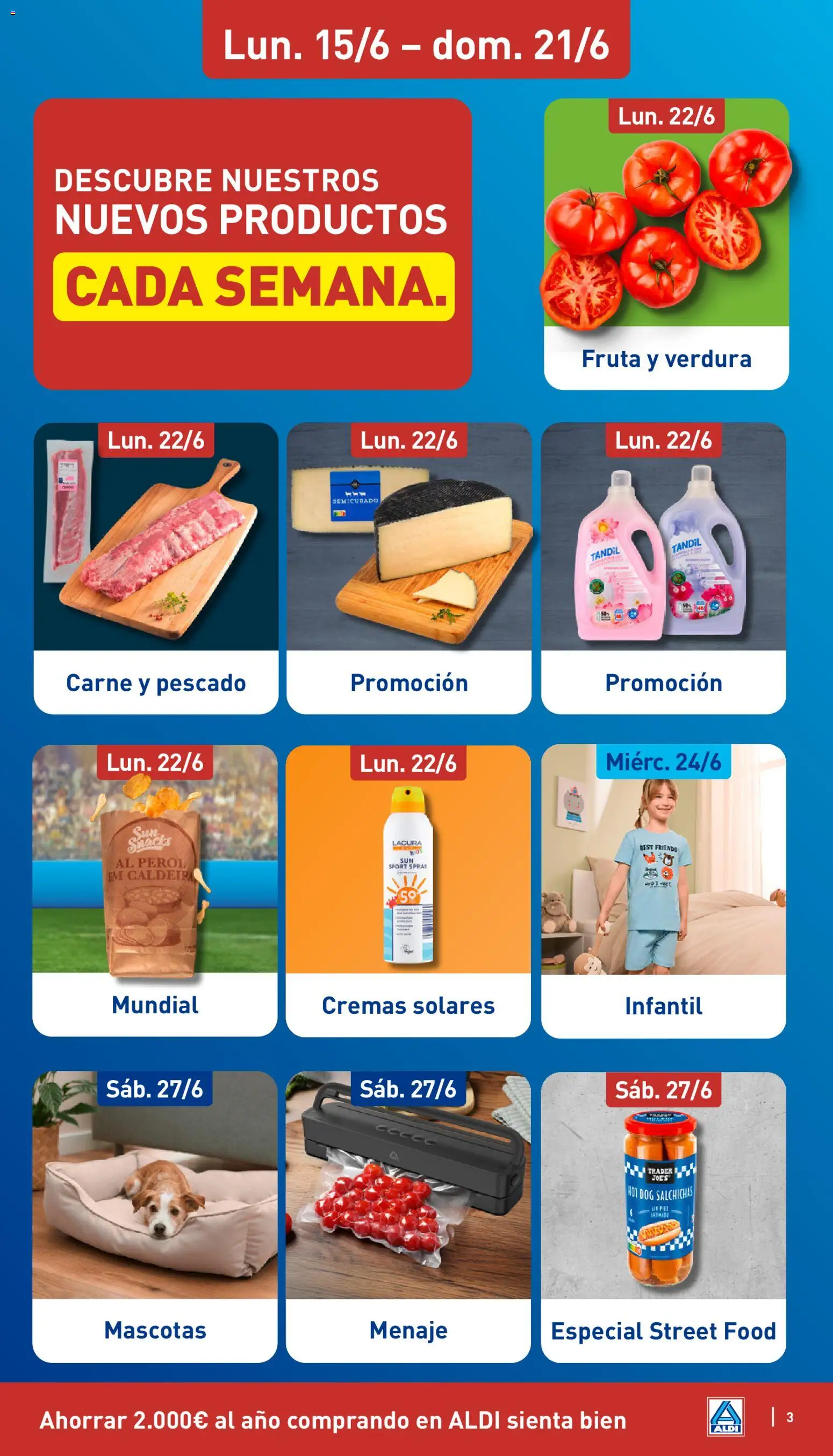 Aldi folleto Canarias │ válido desde el 22.06.2026 | Página: 3 | Productos: Detergente, Cerdo, Pescado, Pantalón corto