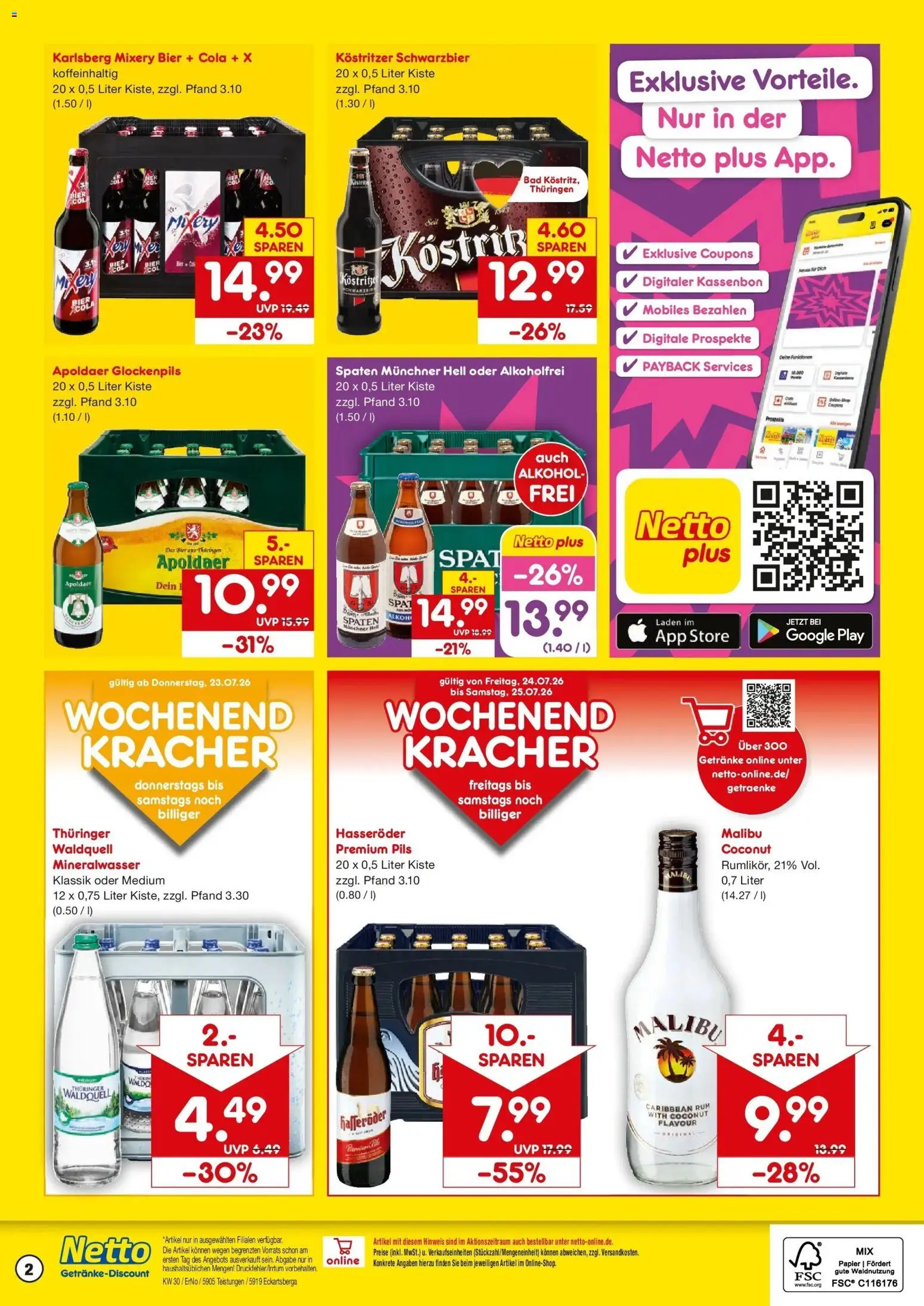 Netto Marken-Discount Prospekt Eckartsberga – gültig ab 20.07.2026 | Seite: 2 | Produkte: Cola, Bier, Rum, Bad