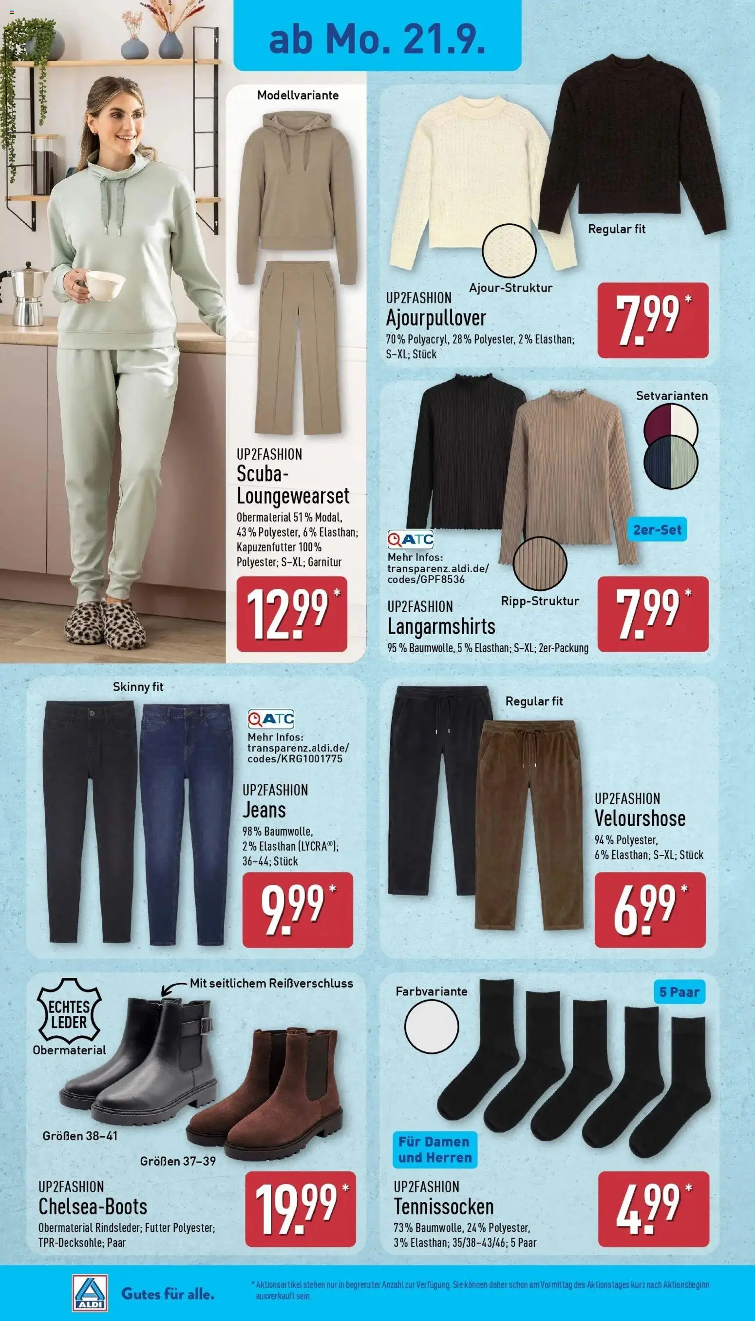 Aldi Aktueller Prospekt (ab 21.09.2026) » Angebote Online | Seite: 14 | Produkte: Shirt, Up2fashion, Pullover, Jeans