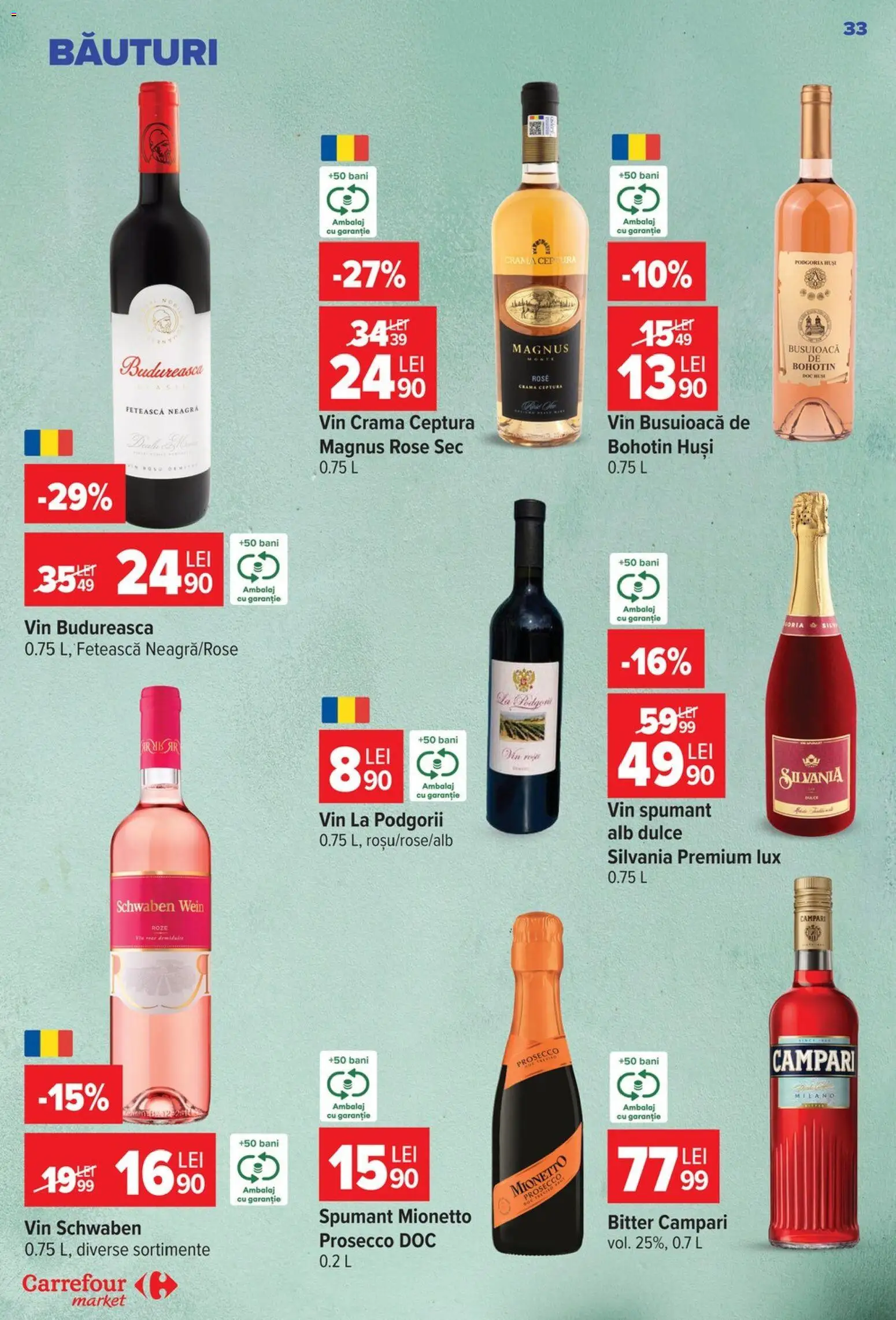 Noul catalog Carrefour – valabil de la 19.08.2026 | Pagină: 33 | Produse: Premium, Campari, Vin spumant, Lux