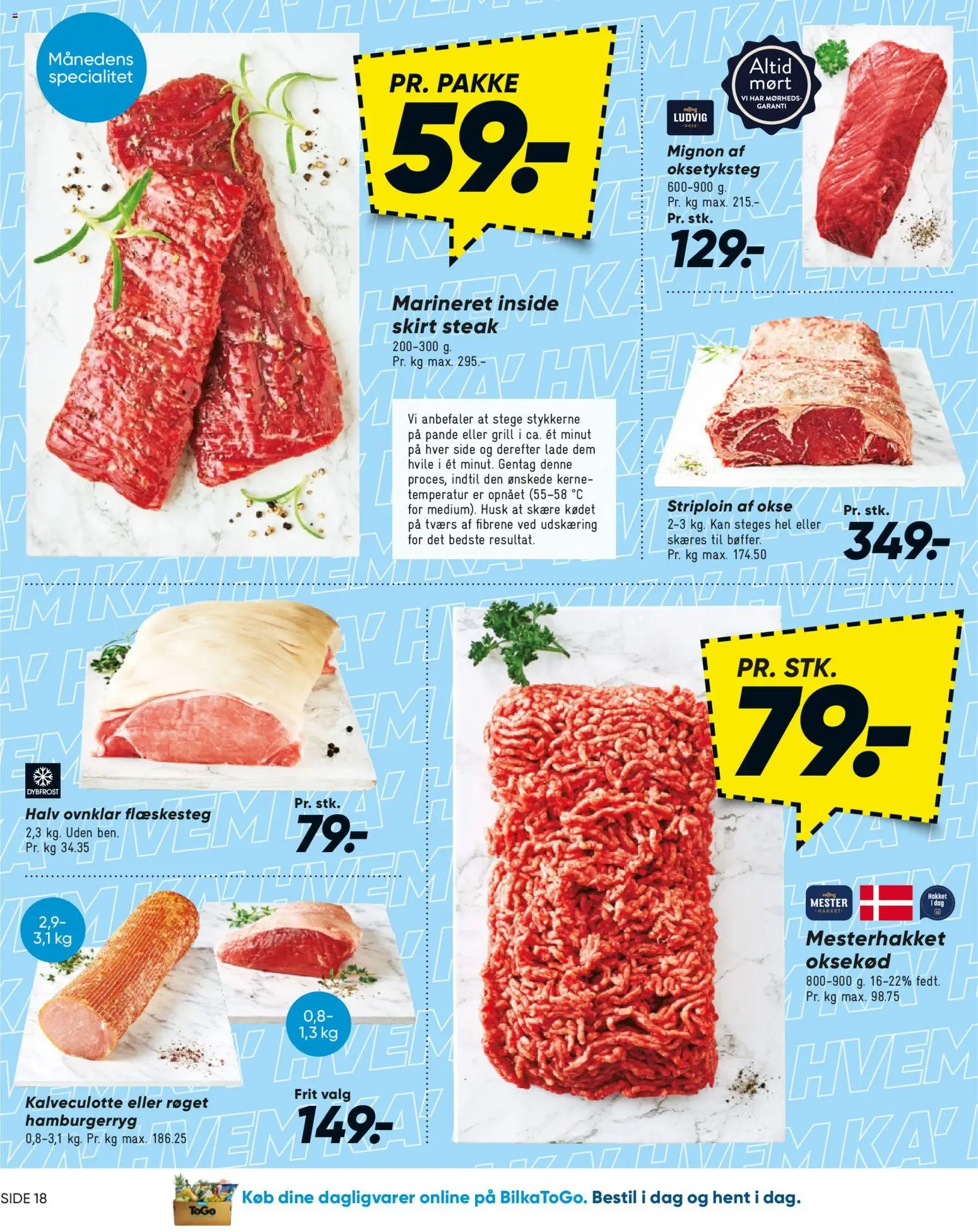 Bilka tilbudsavis – gyldig fra 29.05.2026 | Side: 18 | Produkter: Oksekød, Flæskesteg, Hamburgerryg, Grill
