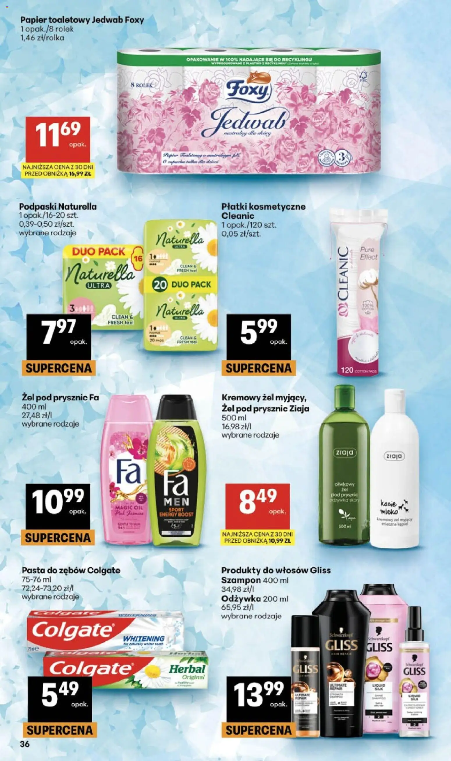 Delikatesy Centrum gazetka - Sklepy Własne od 09.07.2026 | Strona: 36 | Produkty: Papier toaletowy, Mleko, Odżywka, Żel pod prysznic