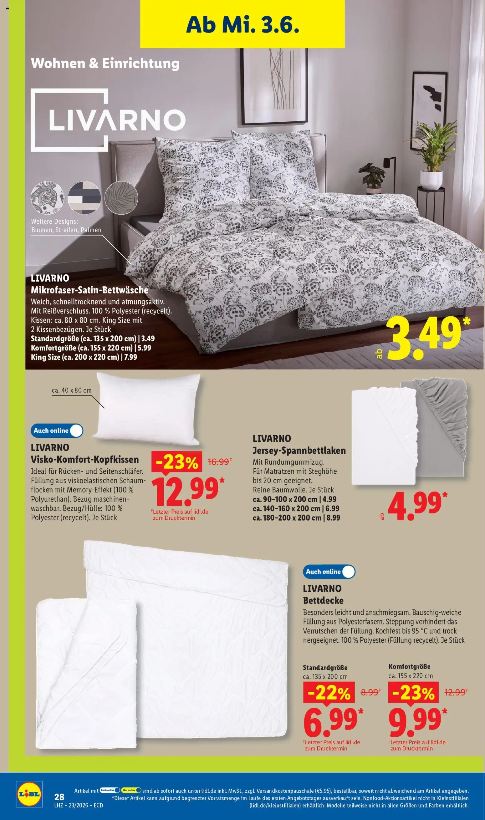 Lidl Prospekt – gültig ab 01.06.2026 | Seite: 22 | Produkte: Kissen, Bettdecke, Flocken