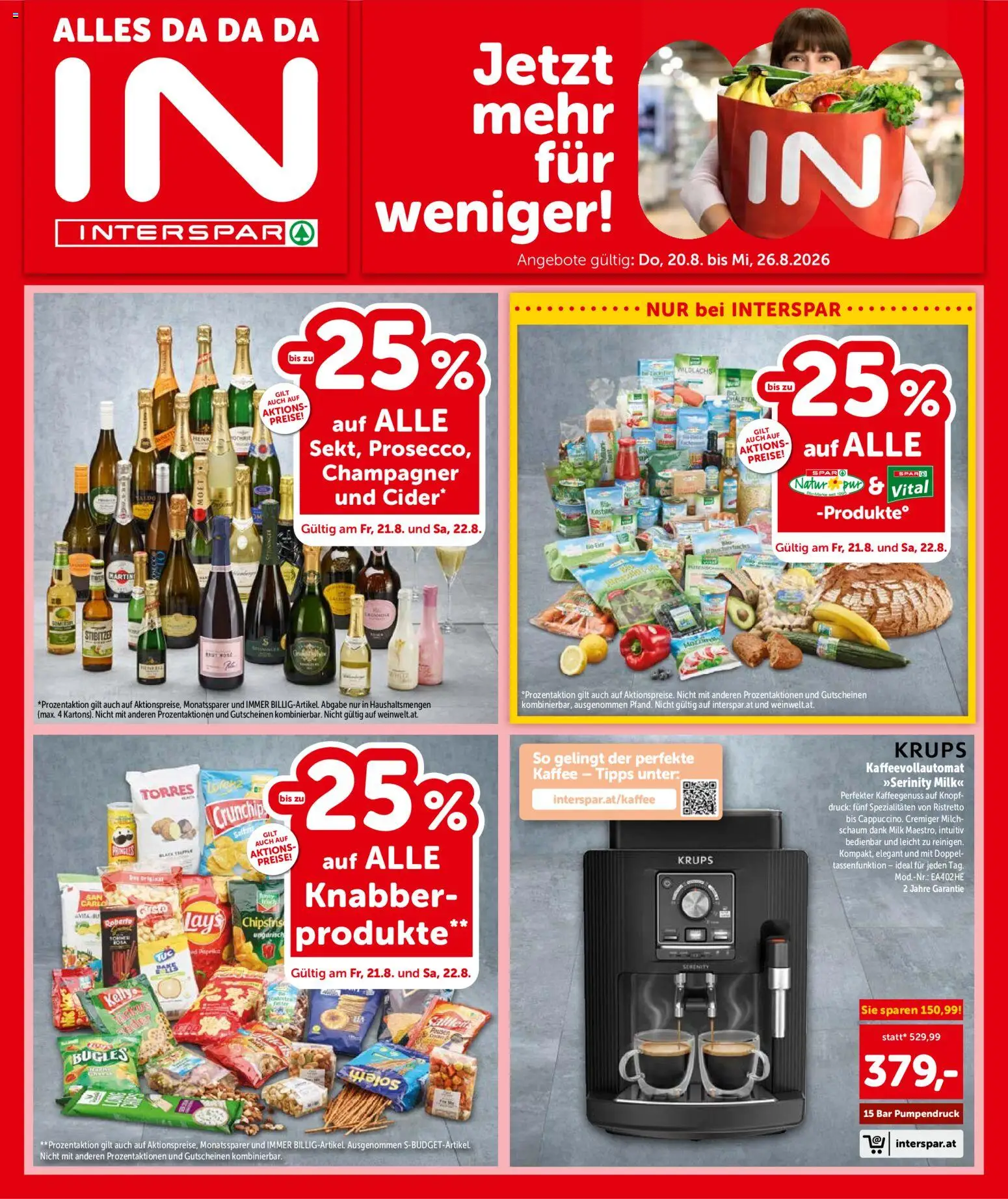 Interspar - Flugblatt gültig ab 20.08.2026 | Seite: 1 | Produkte: Milch, Kaffee