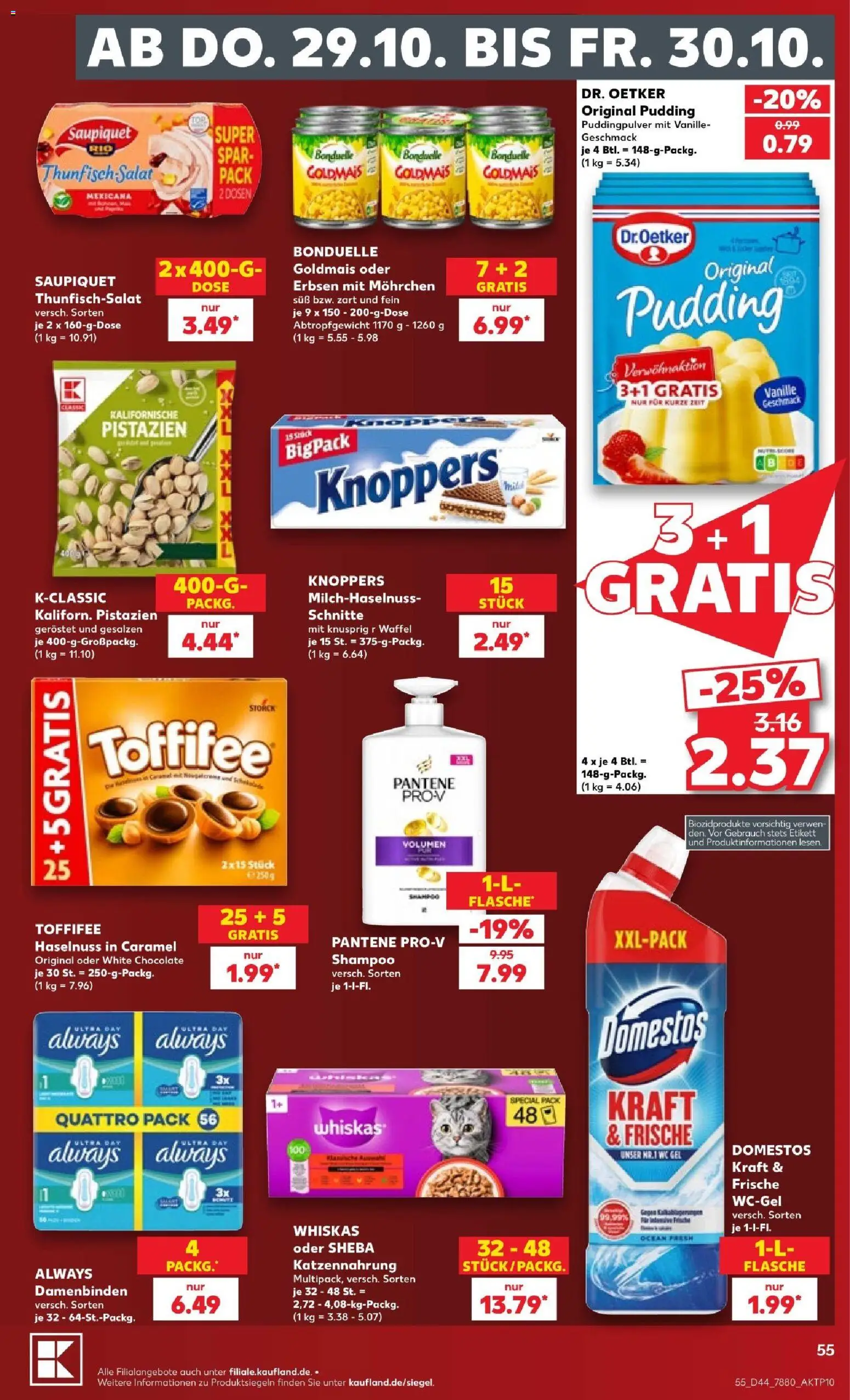 Kaufland Prospekt Bremen – gültig ab 25.10.2026 | Seite: 55 | Produkte: Sheba, Thunfisch, Pudding, Salat