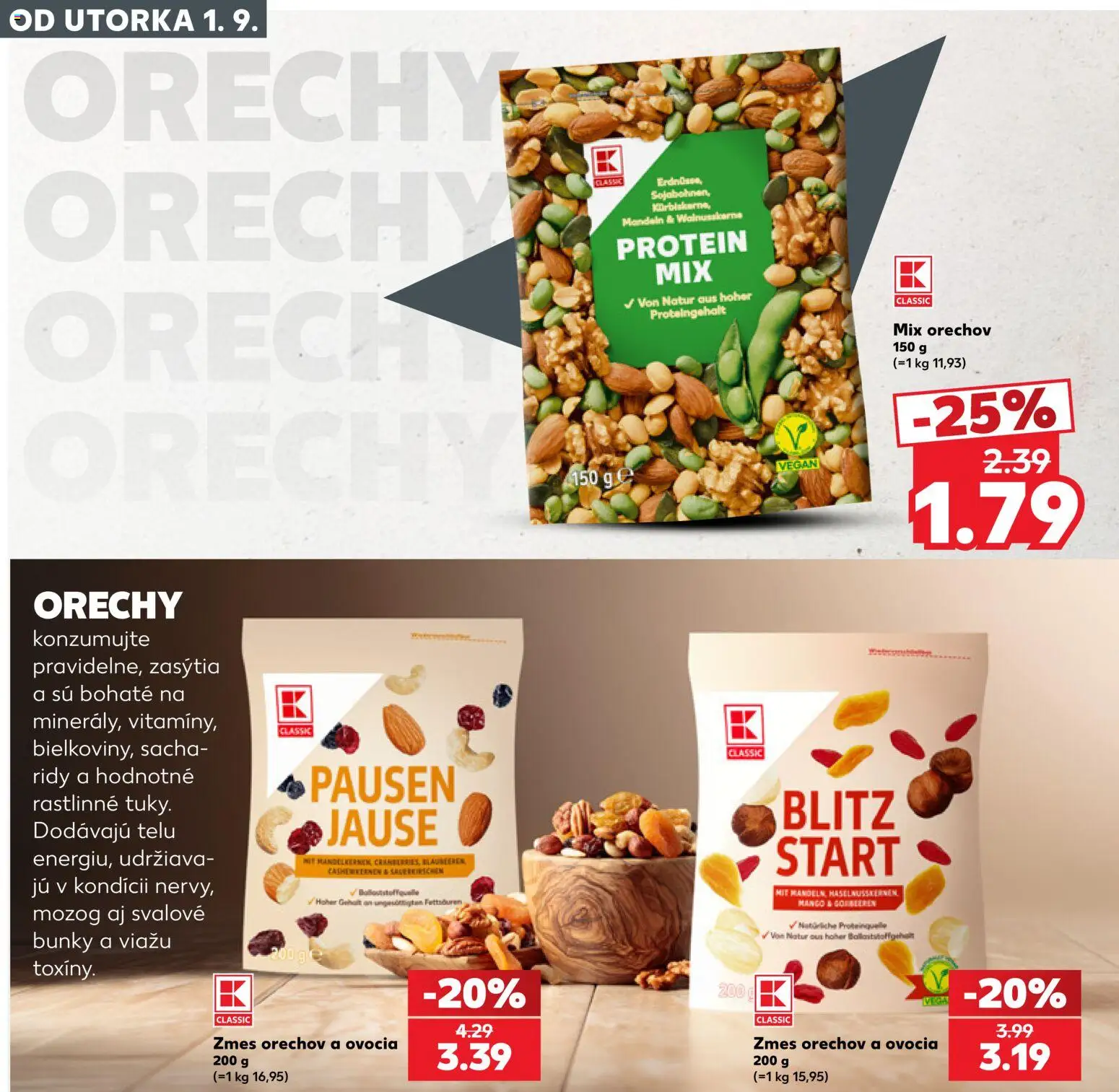 Kaufland SK akciós ujság - amely érvényes a következő dátumtól: 2026.09.01. | Oldal: 22 | Termékek: Protein, Vegán, Mangó