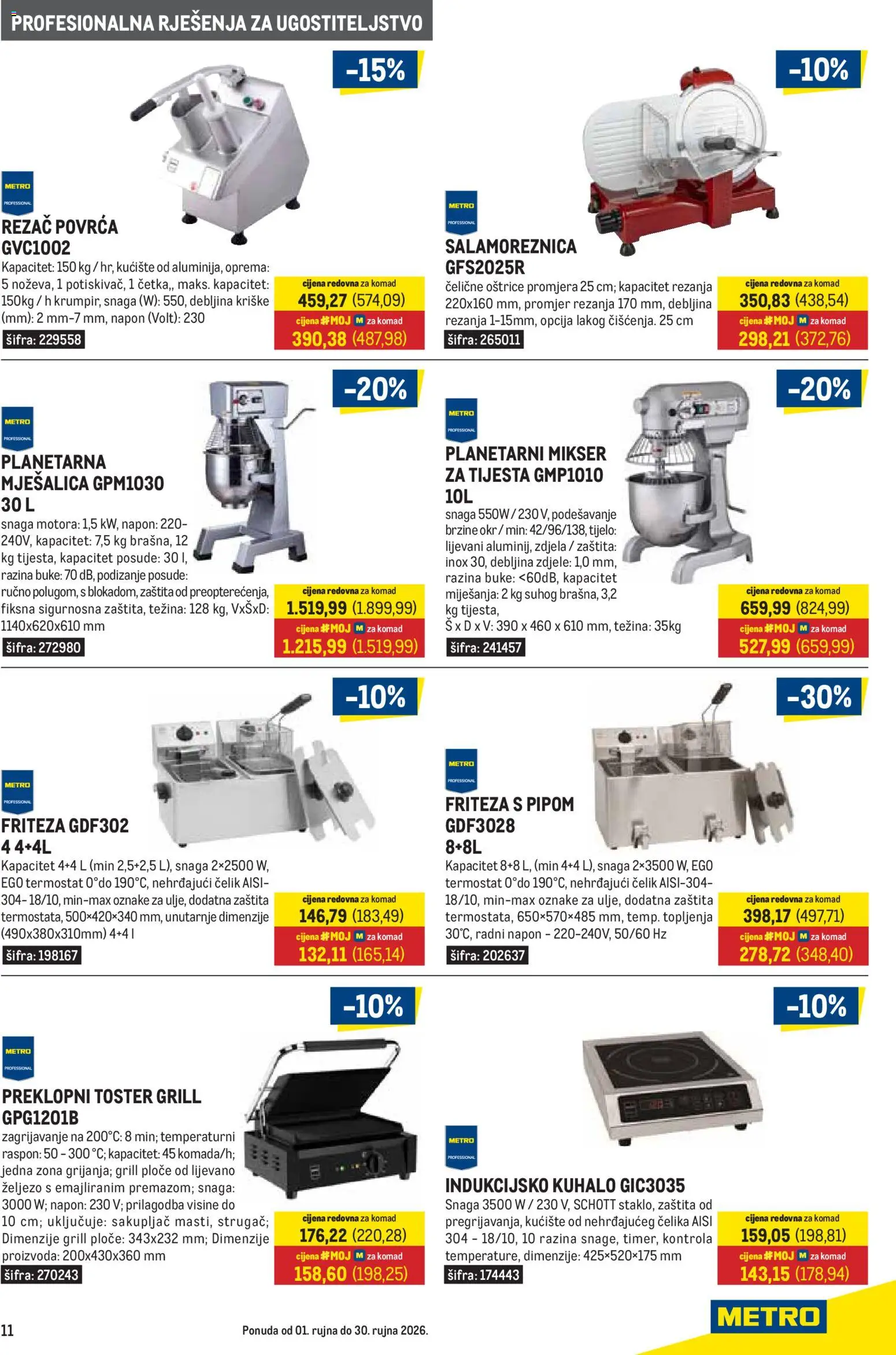 Metro katalog | vrijedi od 01.09.2026 | Stranica: 11 | Proizvodi: Friteza, Posuđe, Željezo, Rezač