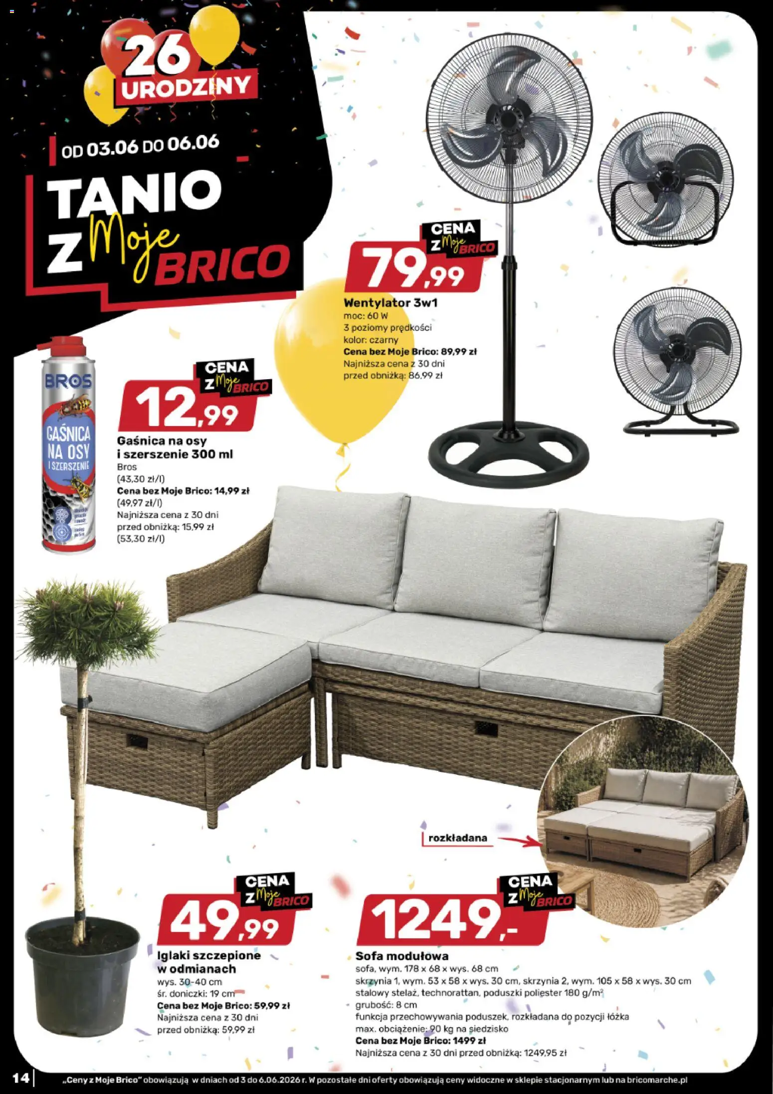 Brico Marché gazetka - Tanio z Moje Brico od 03.06.2026 | Strona: 2 | Produkty: Gaśnica, Wentylator, Sofa, Doniczki