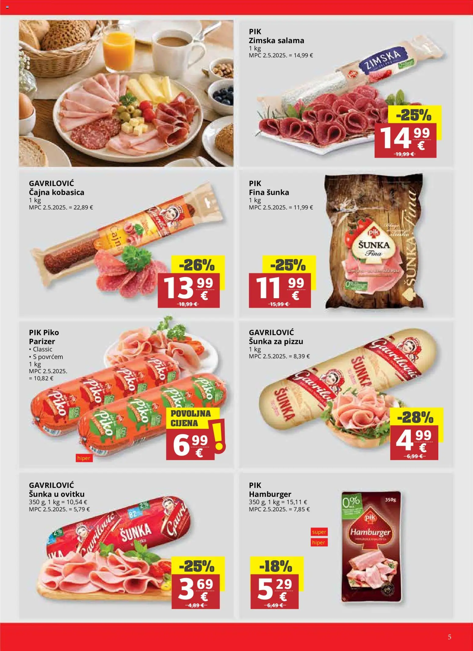 Ribola katalog | vrijedi od 08.07.2026 | Stranica: 5 | Proizvodi: Salama, Šunka, Kobasica, Hamburger
