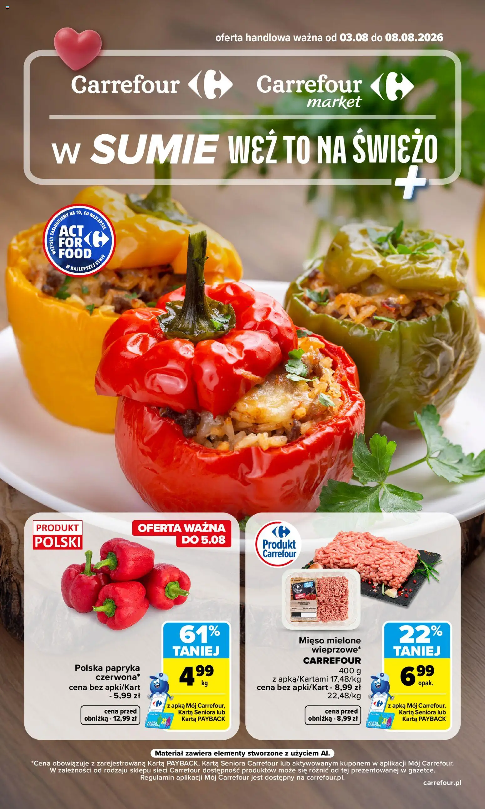 Carrefour gazetka - Weź to na świeżo od 03.08.2026 | Strona: 1 | Produkty: Karta, Mięso, Mięso mielone, Papryka