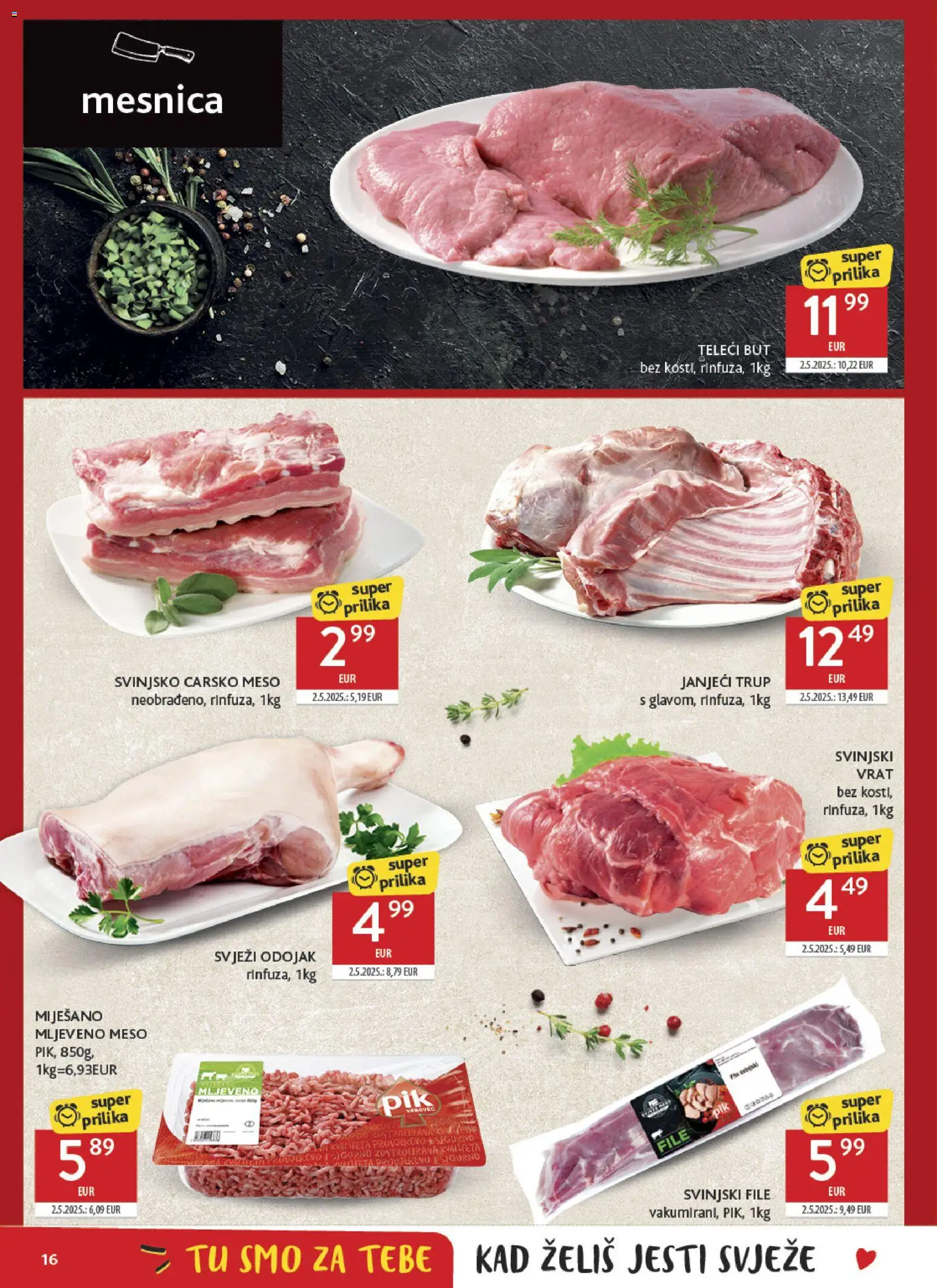 Konzum katalog | vrijedi od 20.05.2026 | Stranica: 16 | Proizvodi: Odojak, Carsko meso, Svinjski vrat, Mljeveno meso