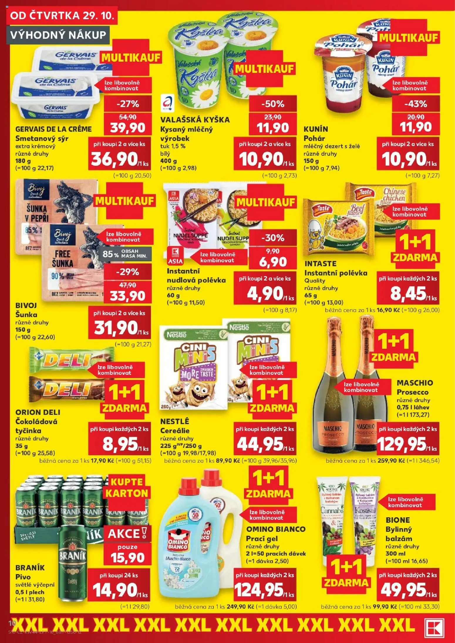 Kaufland leták od 29.10.2026 | Strana: 10 | Produkty: Prací gel, Pohár, Smetanový sýr, Láhev