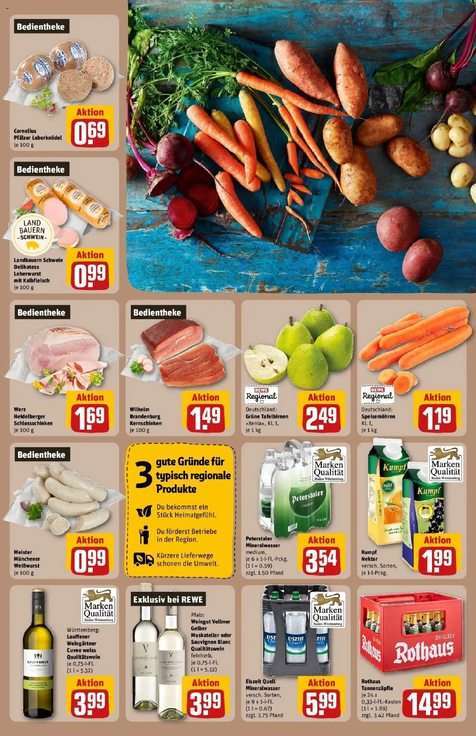 REWE Prospekt ab 26.10.2026 zum Blättern » Angebote | Seite: 25 | Produkte: Leberknödel, Weißwurst, Mineralwasser