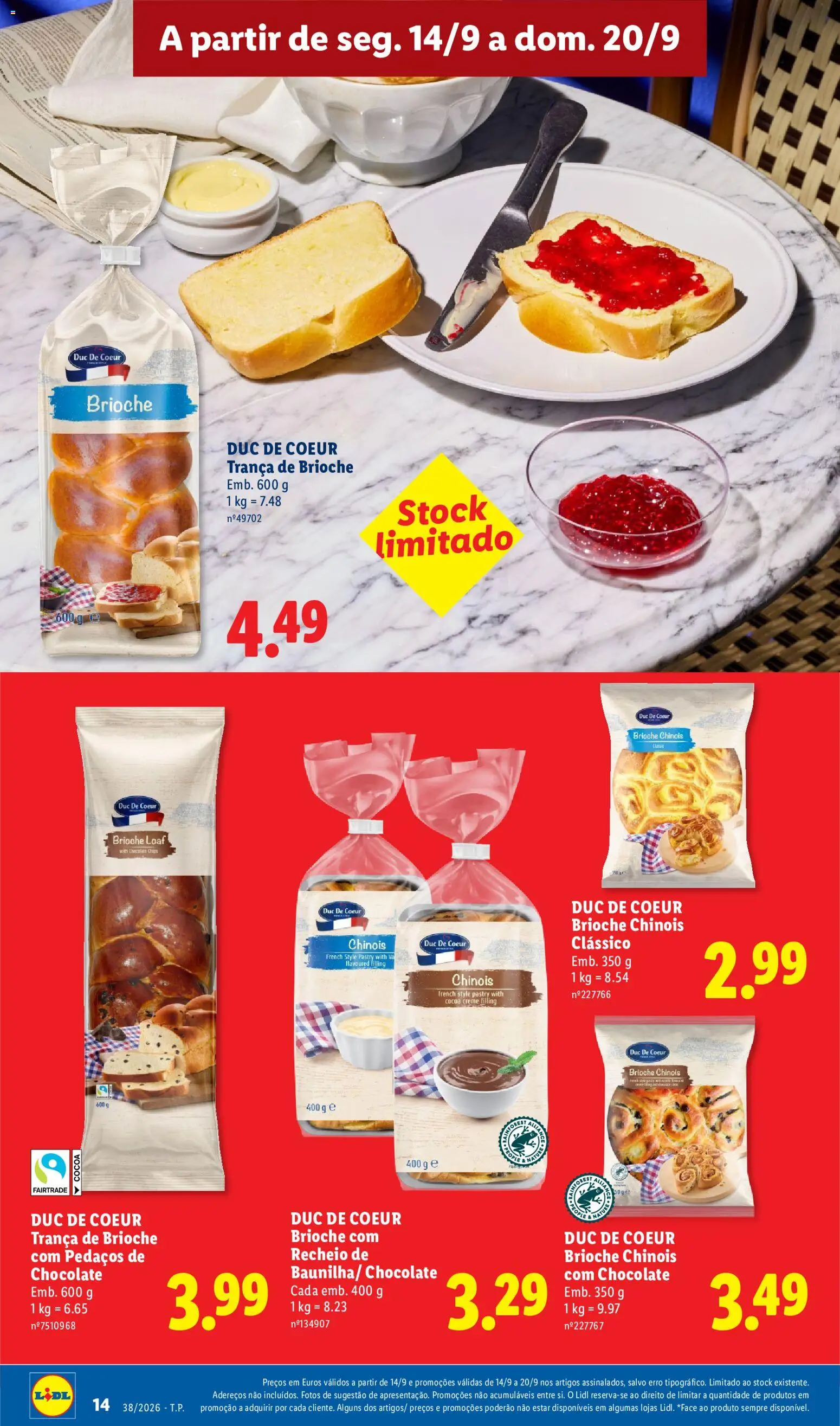 Lidl folheto │ válido de 14/09/2026 | Página: 14 | Produtos: Brioche, Chocolate, Creme