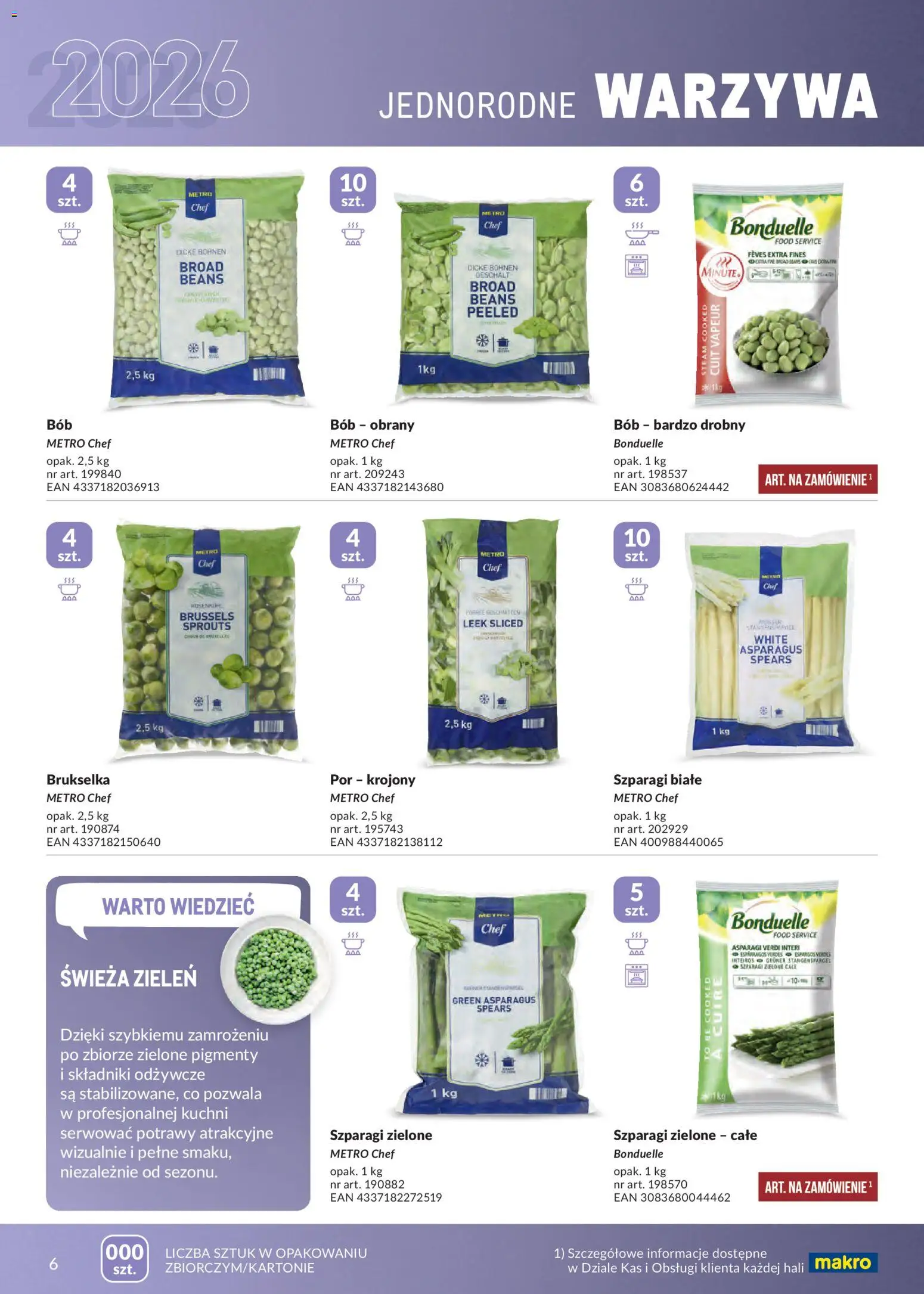 Makro gazetka - Mrożonki od 01.05.2026 | Strona: 6 | Produkty: Por, Bób, Szparagi, Warzywa