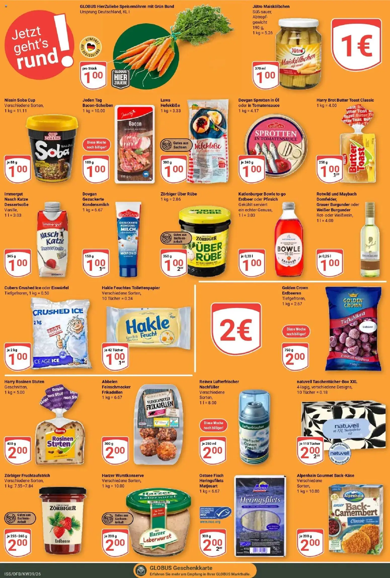 Globus Prospekt Isserstedt (ab 21.09.2026) » Angebote online | Seite: 25 | Produkte: Pfirsich, Brot, Erdbeeren, Feuchtes Toilettenpapier