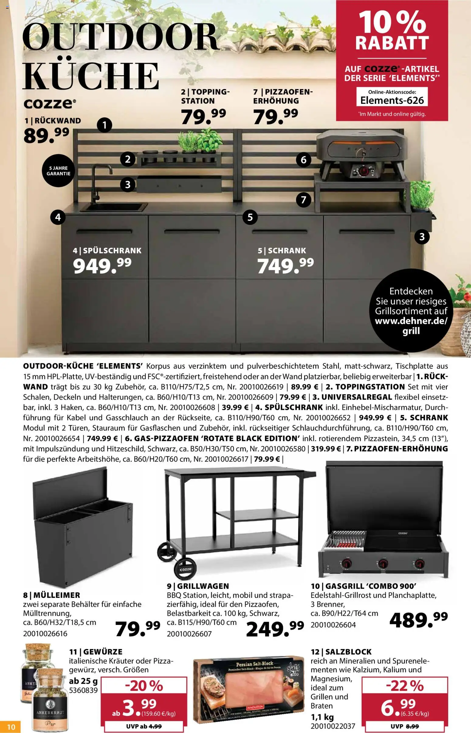 Dehner Prospekt – gültig ab 10.06.2026 | Seite: 10 | Produkte: Kabel, Grill, Gewürze, Pizza