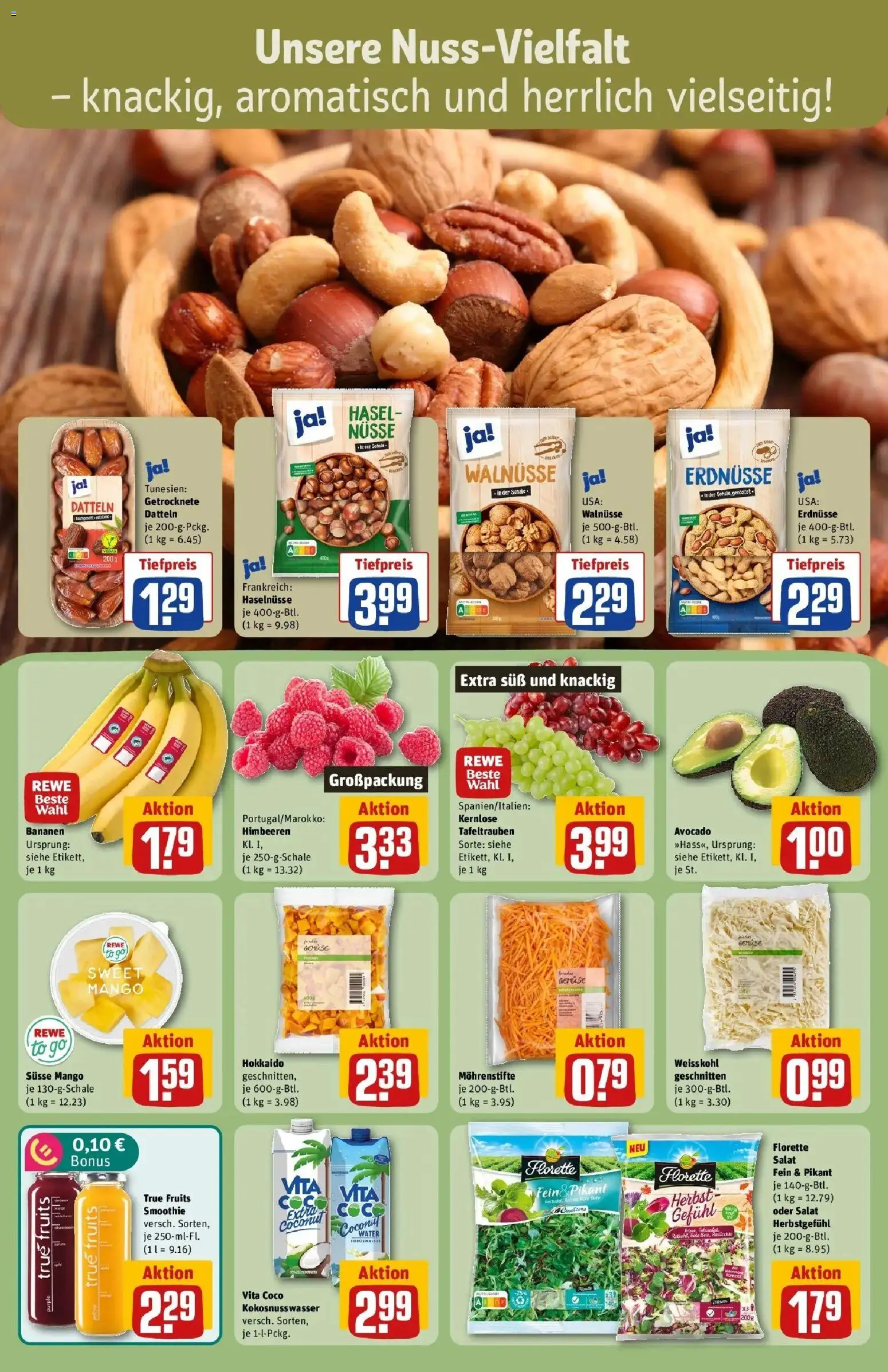 REWE Prospekt ab 26.10.2026 zum Blättern » Angebote | Seite: 6 | Produkte: Walnüsse, Bananen, Nüsse, Salat