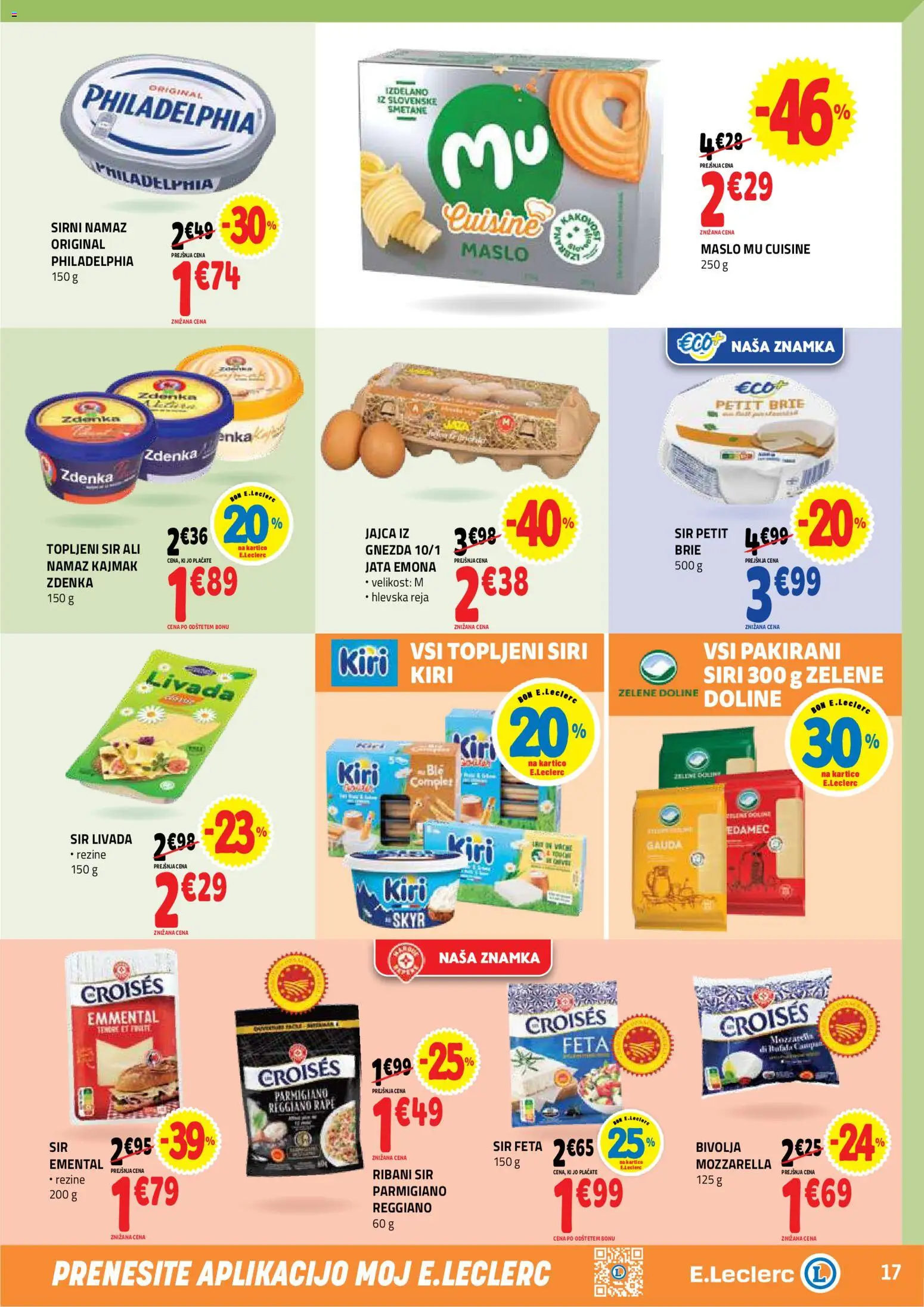 Novi E.leclerc katalog ponudbe – veljaven od 05.08.2026 | Stran: 17 | Izdelki: Topljeni sir, Gauda, Maslo, Jajca