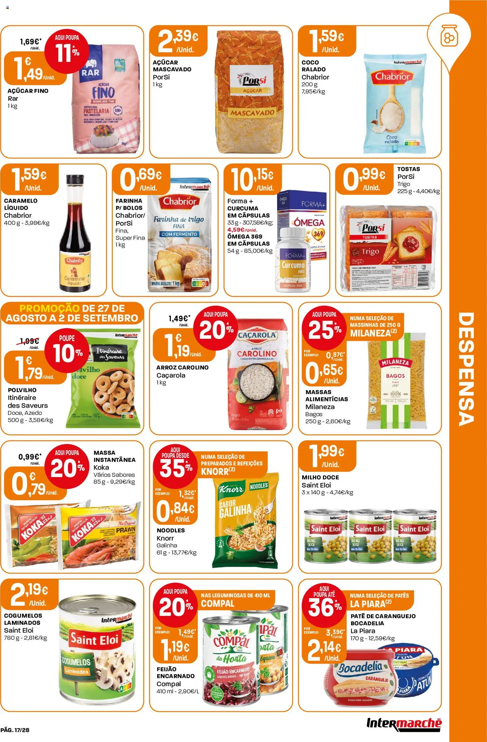 Intermarché Folheto Contact │ válido de 27/08/2026 | Página: 17 | Produtos: Leguminosas, Tostas, Knorr, Massa