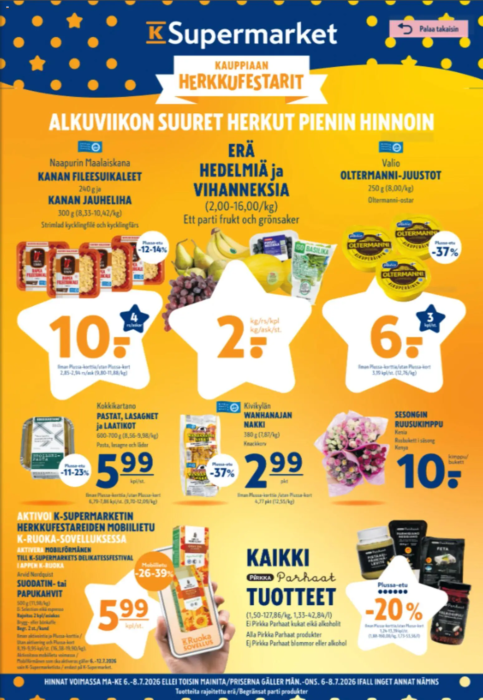 K-Supermarket tarjoukset – voimassa 06/07/2026 alkaen | Sivu: 1 | Tuotteet: Jauheliha, Basilika