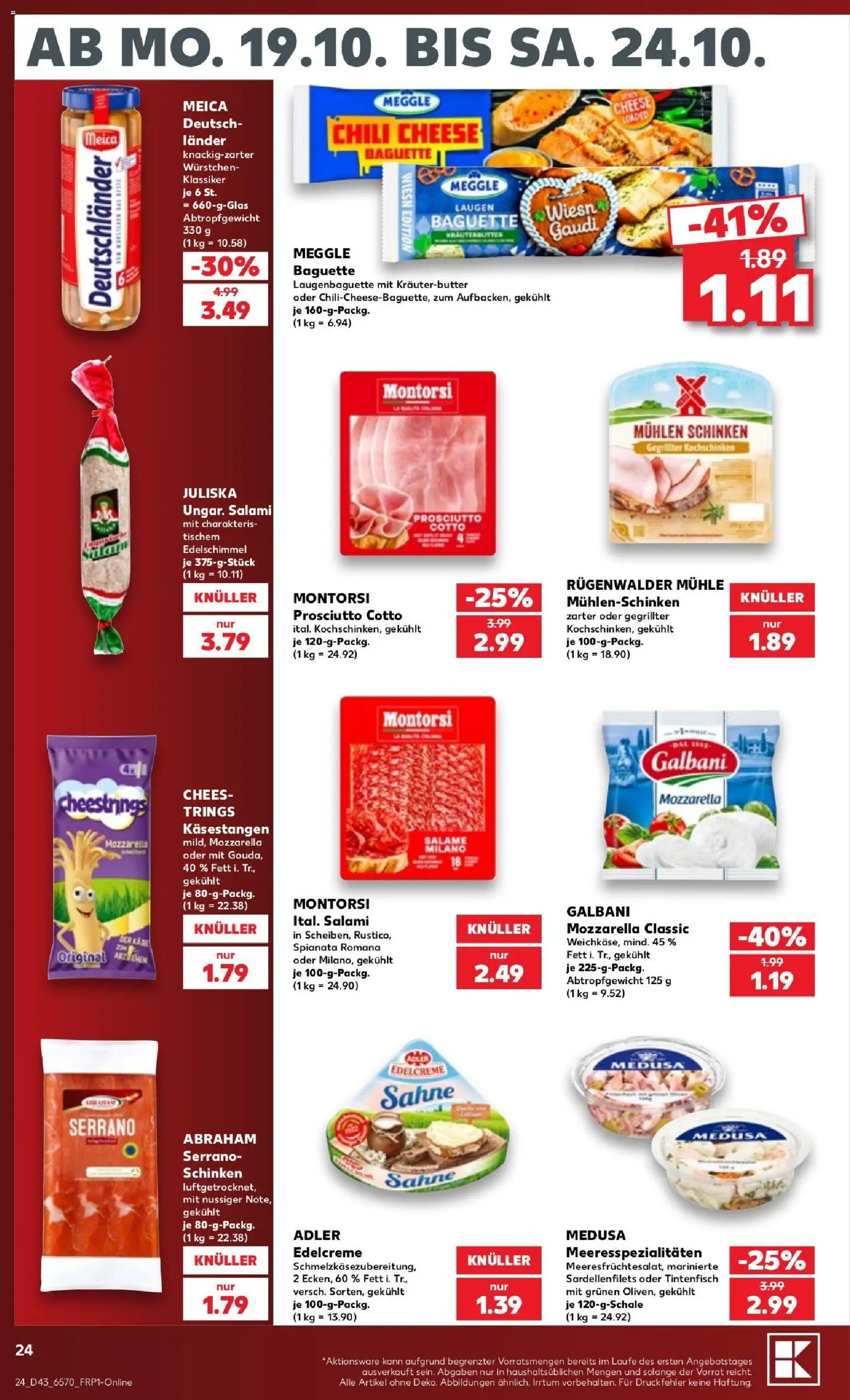 Kaufland Prospekt Speyer – gültig ab 19.10.2026 | Seite: 24 | Produkte: Baguette, Kräuterbutter, Tintenfisch, Meica