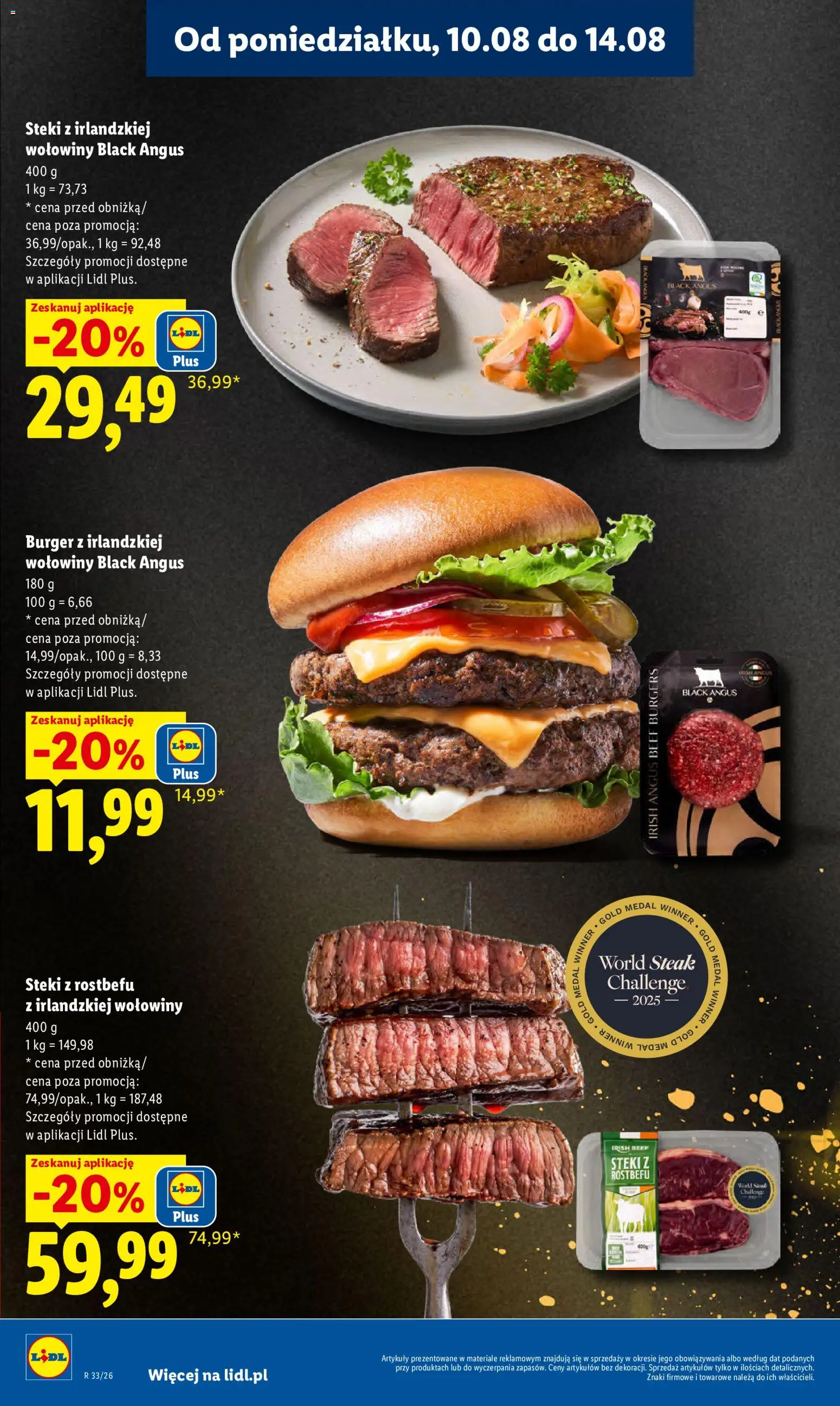 Lidl Polsko leták od 12.08.2026 | Strana: 62 | Produkty: Burger, Med, Steak