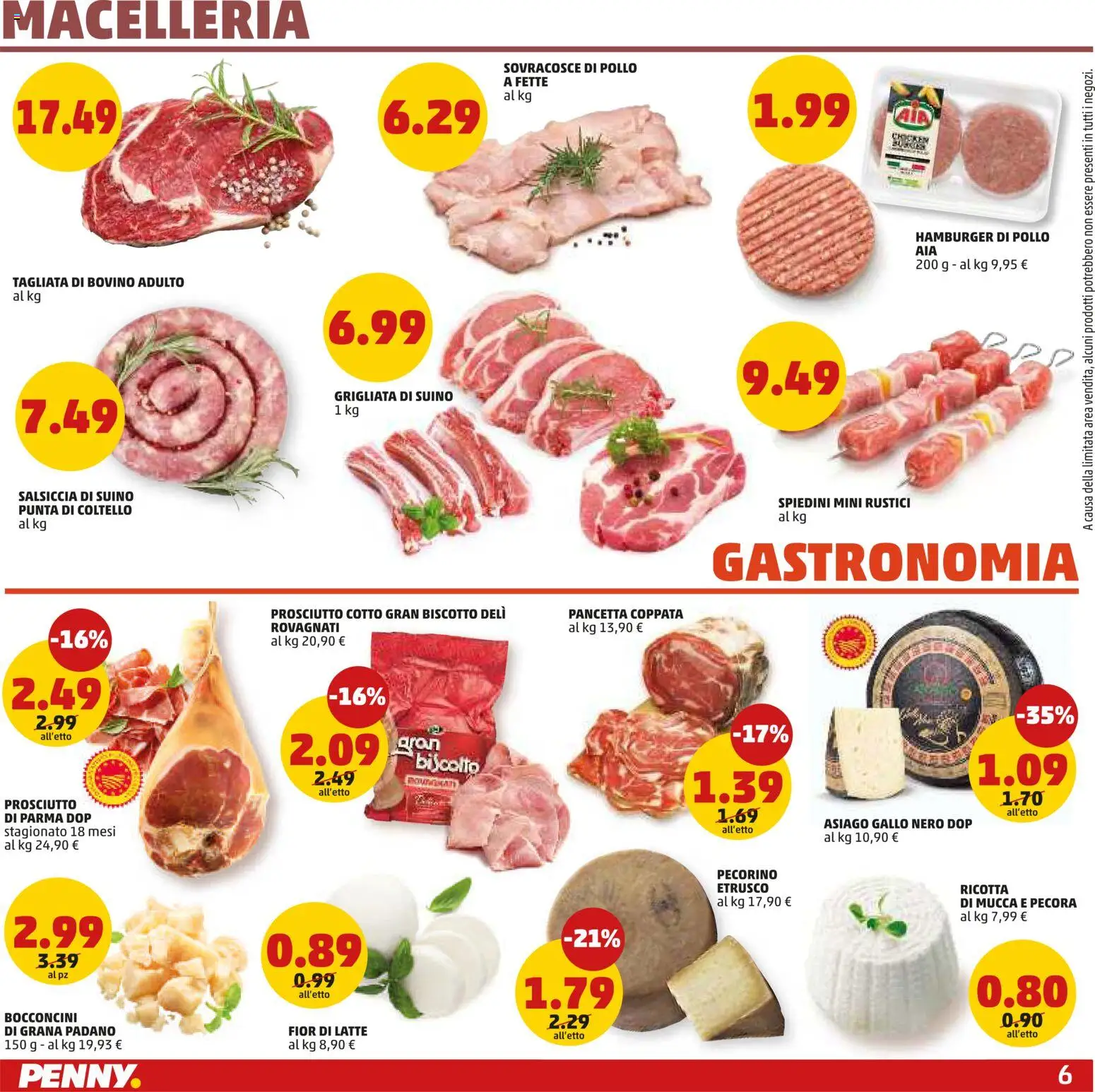 Volantino PENNY del 21.05.2026 | Pagina: 6 | Prodotti: Latte, Prosciutto, Spiedini, Pecorino