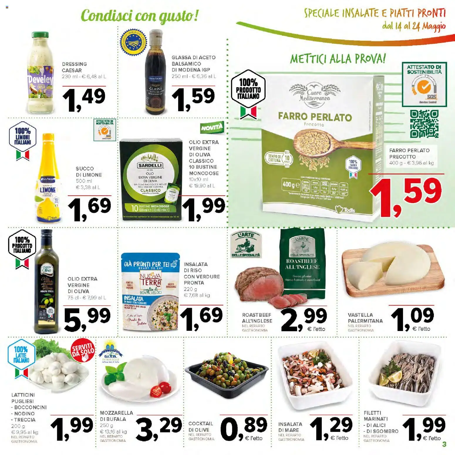 Volantino Todis del 14.05.2026 | Pagina: 3 | Prodotti: Insalata, Olio extra vergine, Glassa, Terra