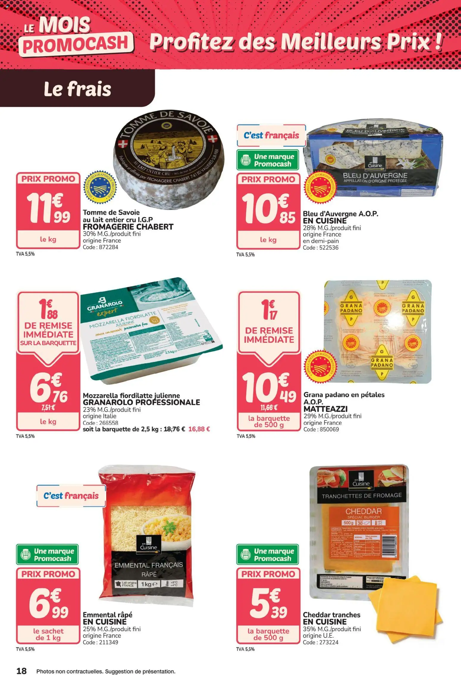 {H1} | Page: 18 | Produits: Emmental, Mozzarella, Lait, Fromage