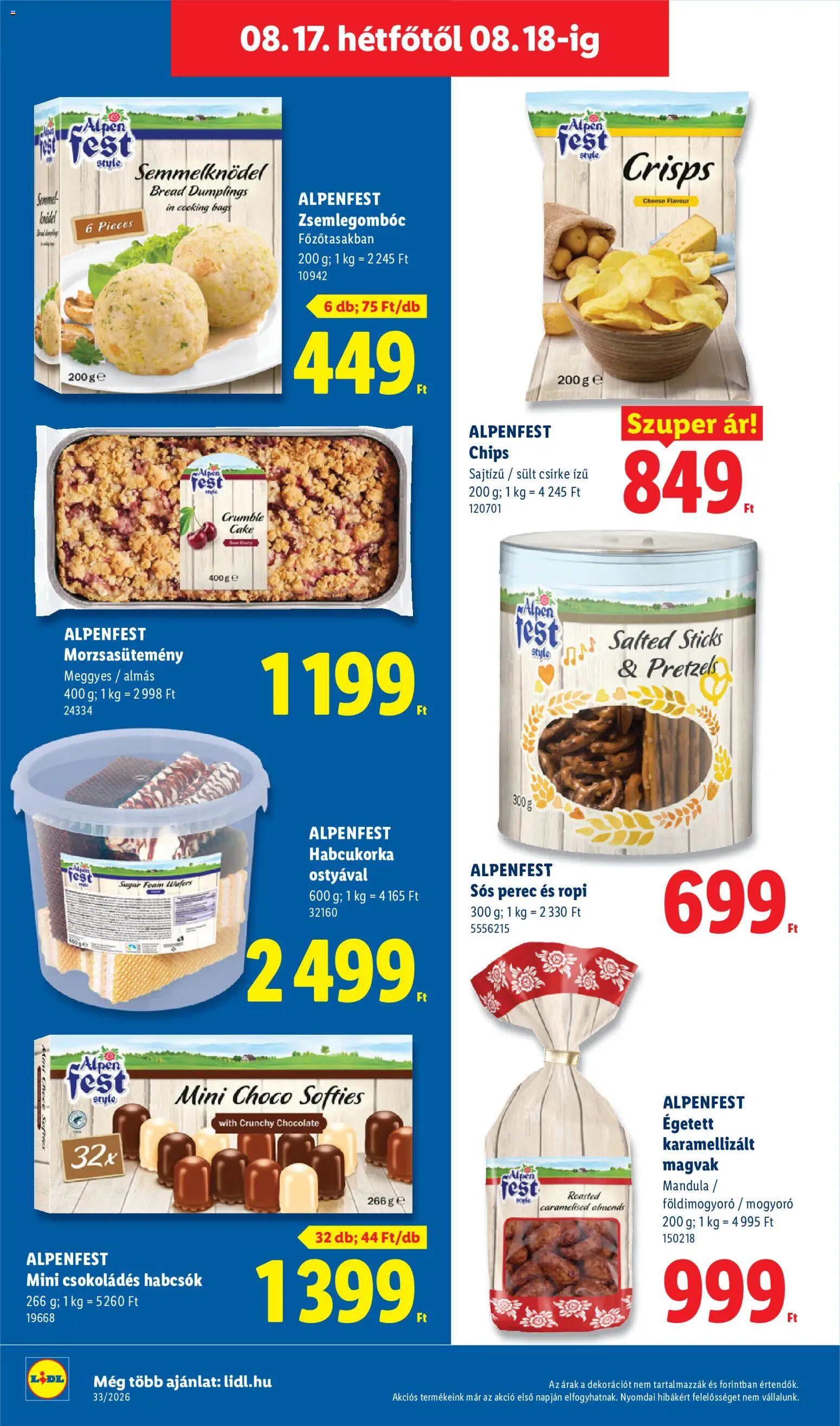 Lidl akciós ujság - amely érvényes a következő dátumtól: 2026.08.13. | Oldal: 68 | Termékek: Chips, Mogyoró, Ropi, Wafers