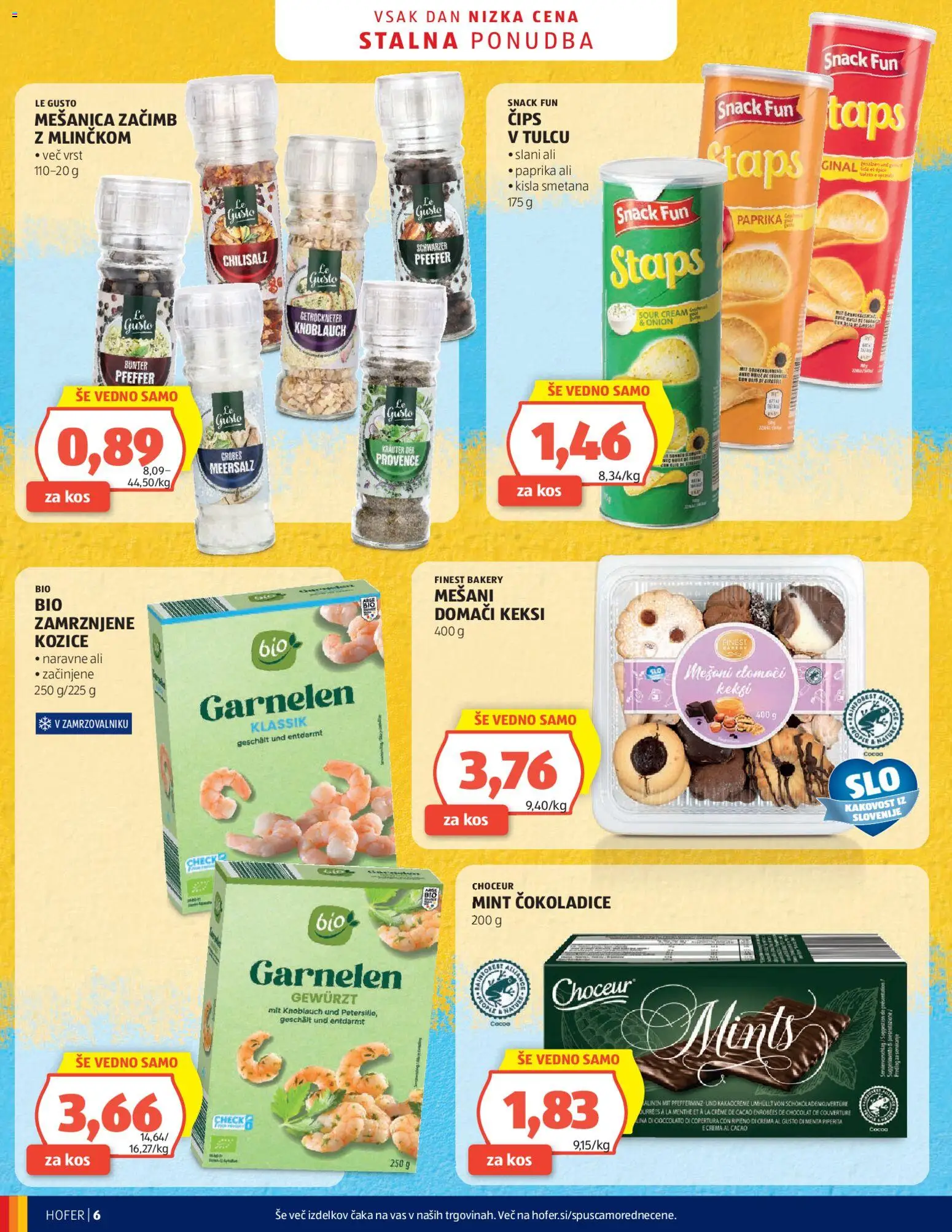Novi Hofer katalog ponudbe – veljaven od 20.05.2026 | Stran: 6 | Izdelki: Keksi, Kozice, Kos, Kisla smetana