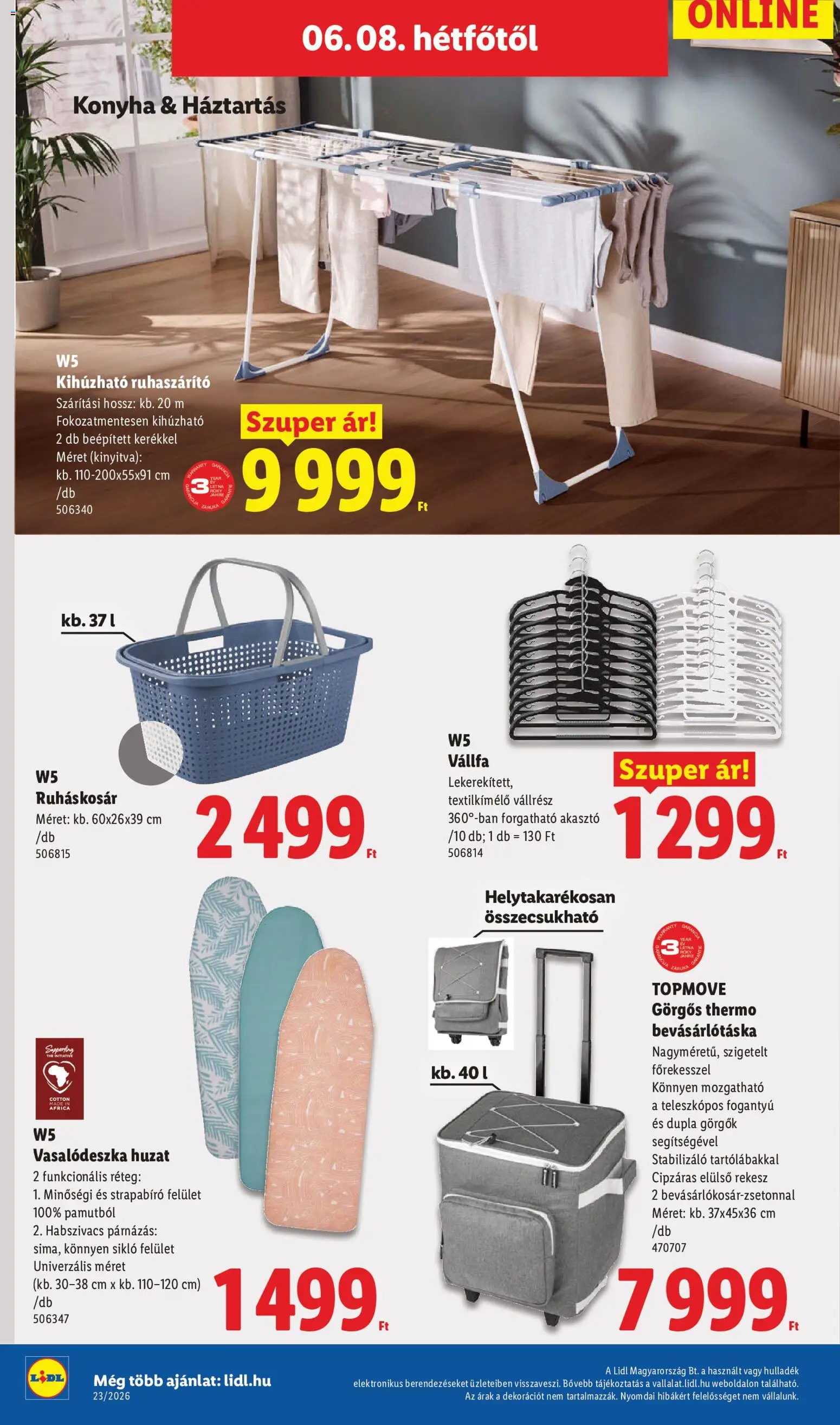 Lidl akciós ujság - amely érvényes a következő dátumtól: 04.06.2026 | Oldal: 28 | Termékek: Vállfa, Vasalódeszka, Ruhaszárító, Ruháskosár