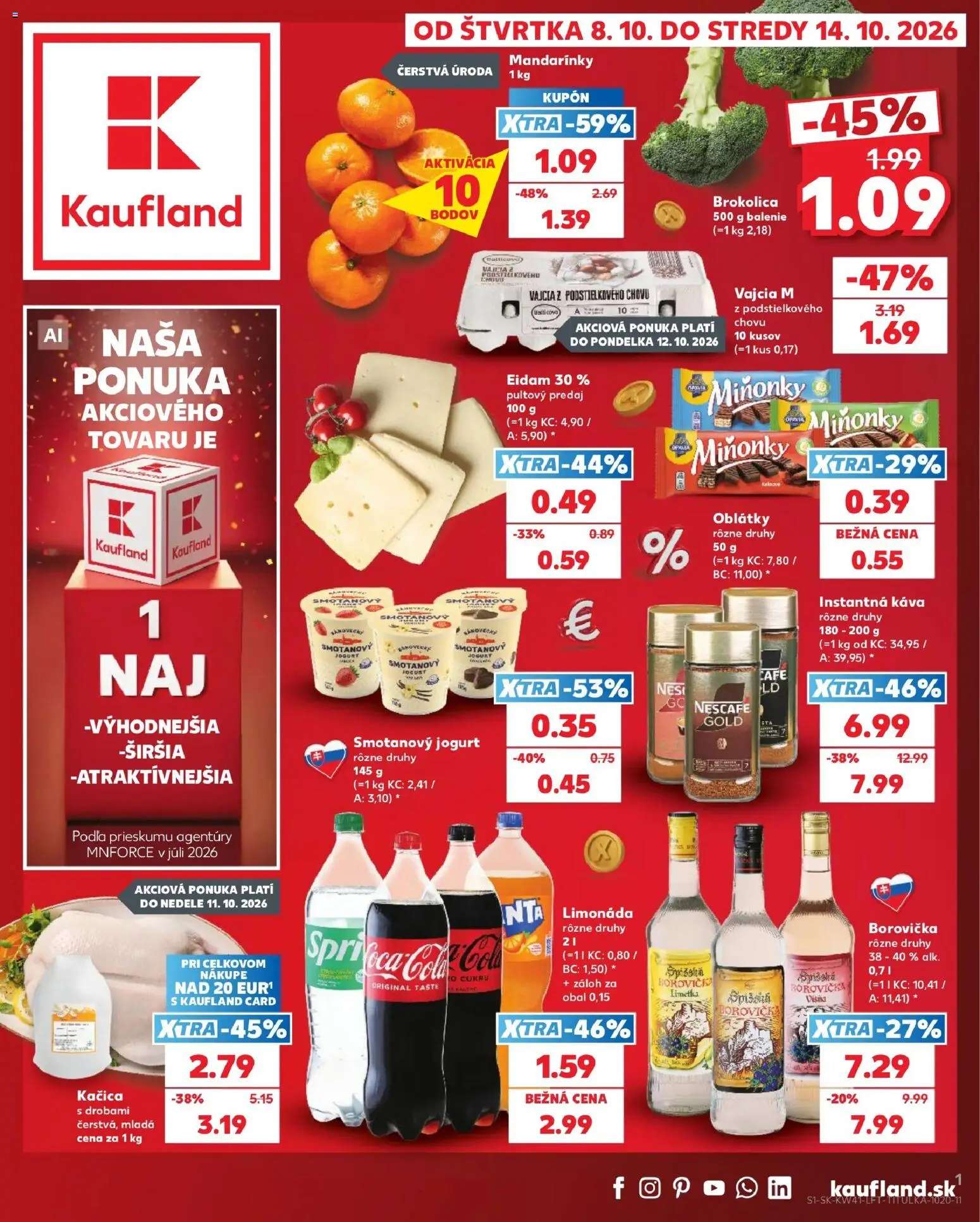 Kaufland SK akciós ujság - amely érvényes a következő dátumtól: 2026.10.08. | Oldal: 1 | Termékek: Nescafé, Nescafé Gold, Cola