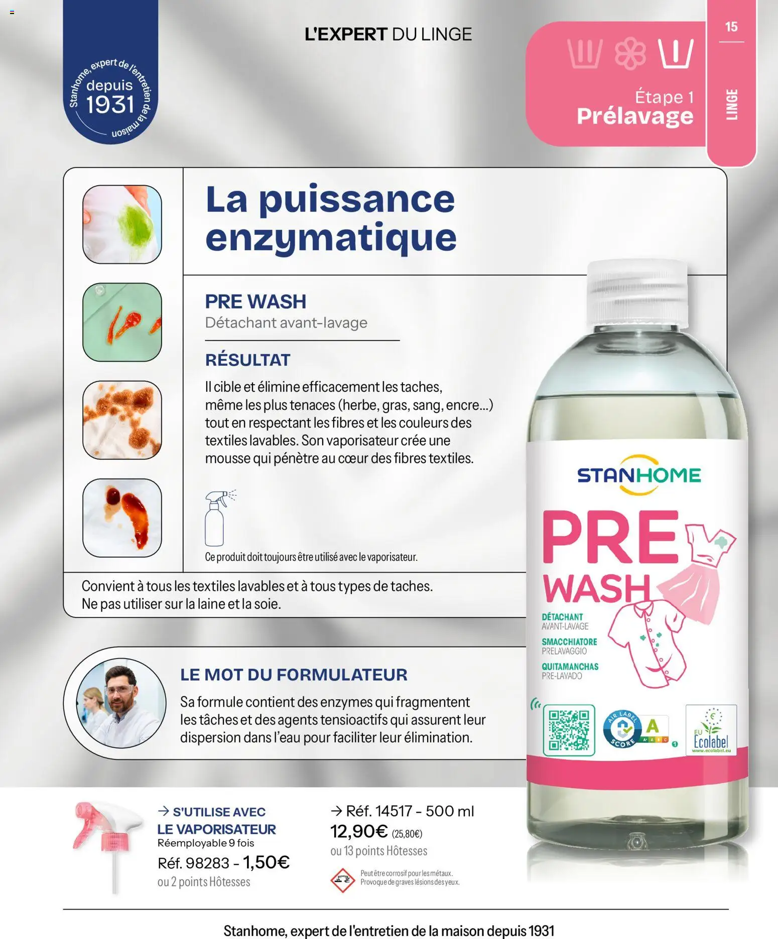 {H1} | Page: 15 | Produits: Mousse, Détachant, Vaporisateur