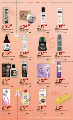 Pogląd oferty "Drogerie Natura gazetka" - ważna od 17.04.2026 | Strona: 11 | Produkty: Gąbka, Balsam po goleniu, Krem, Whisky