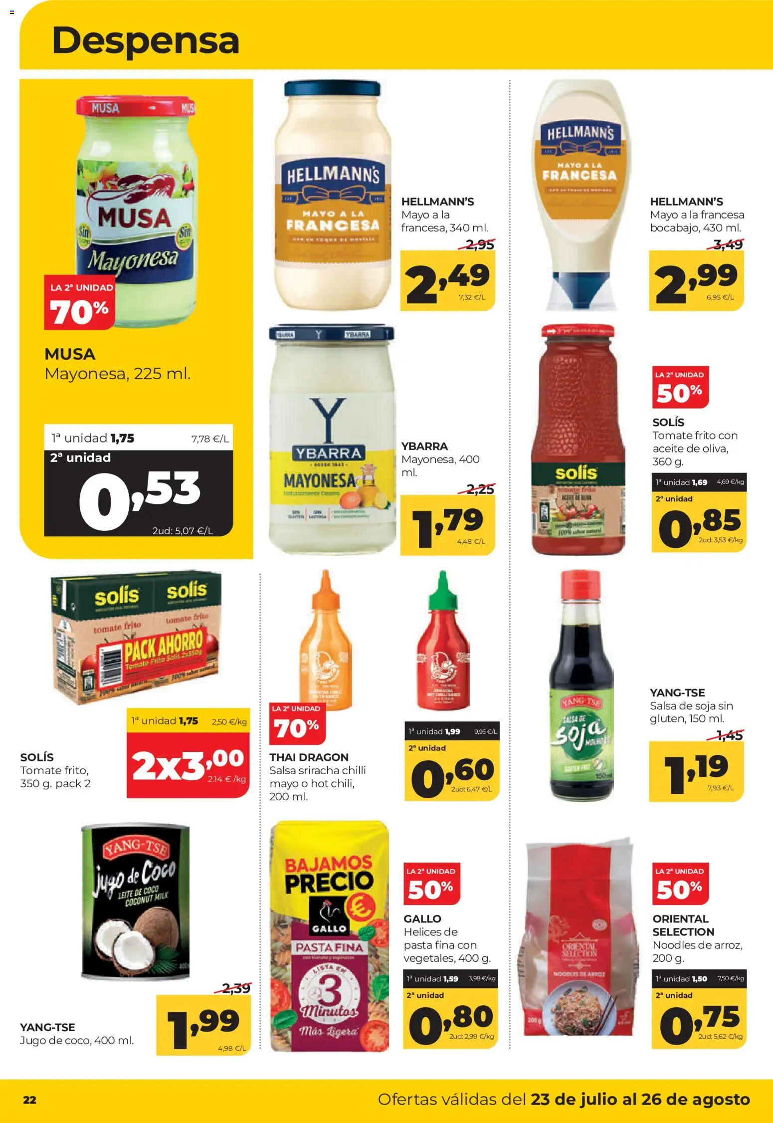 Alimerka folleto Castilla y León │ válido desde el 23/07/2026 | Página: 22 | Productos: Aceite, Jugo, Τυρόπιτα, Pasta