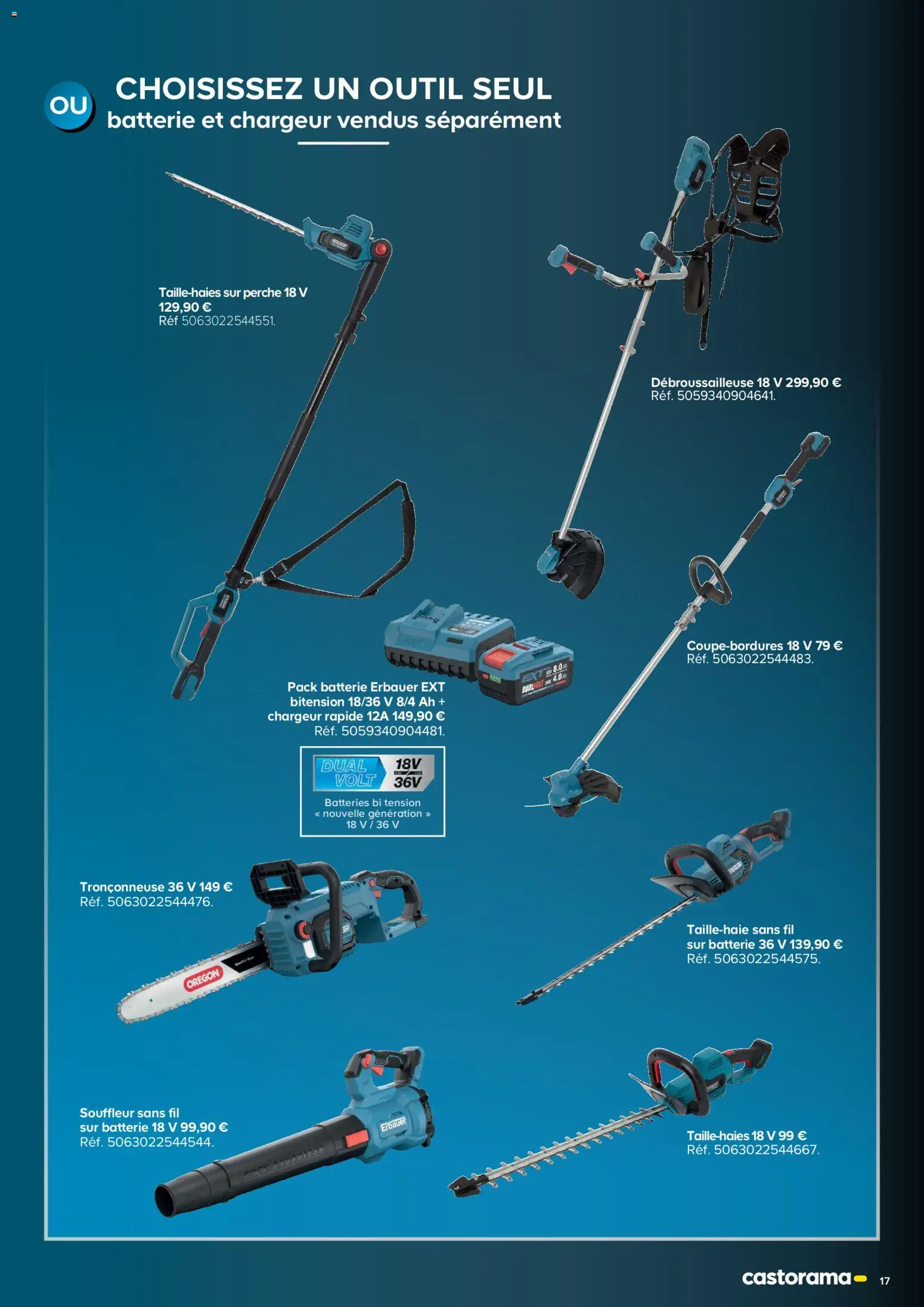 {H1} | Page: 17 | Produits: Tronçonneuse, Perche, Batterie, Souffleur sans fil