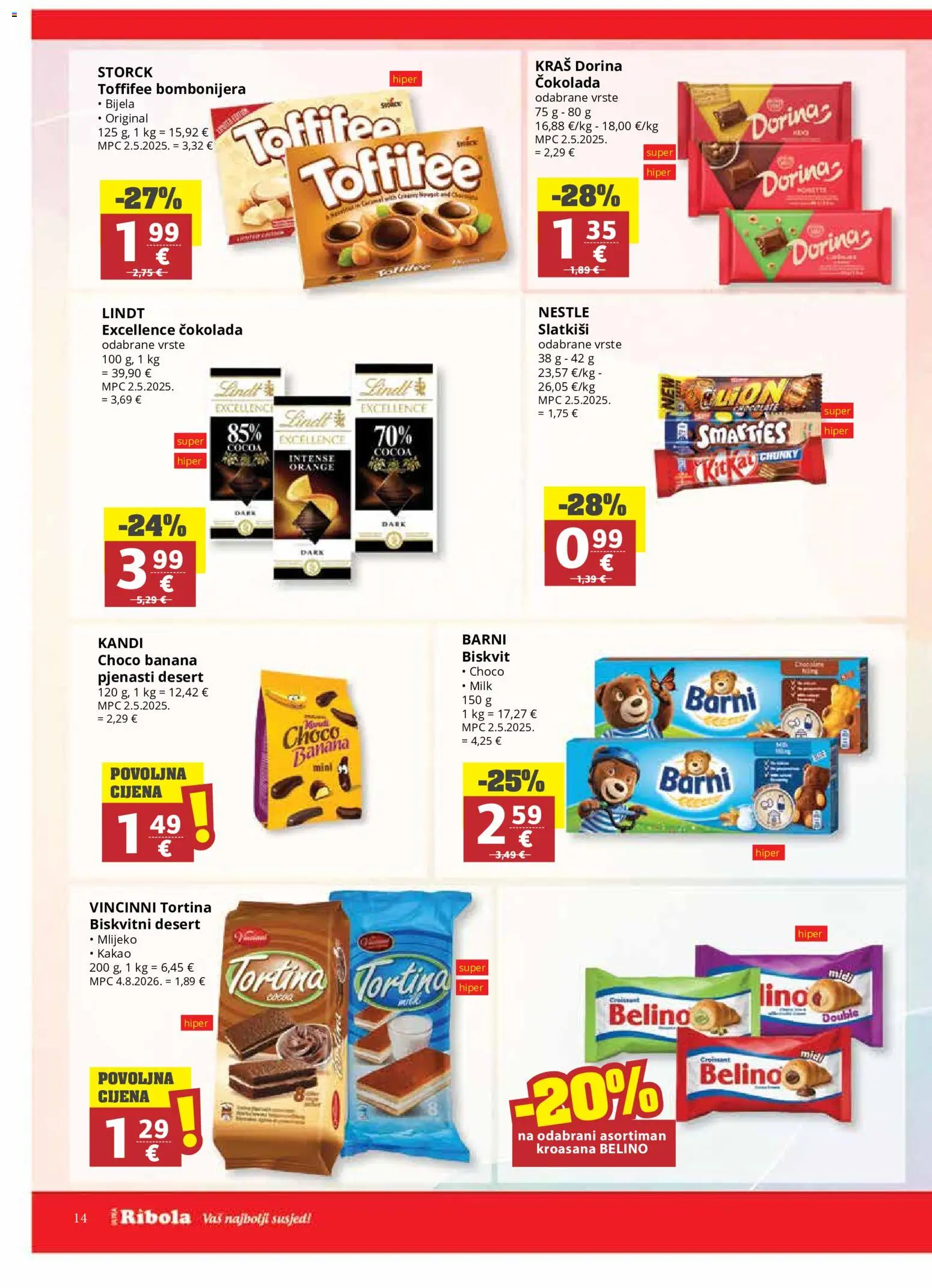 Ribola katalog | vrijedi od 07.10.2026 | Stranica: 14 | Proizvodi: Lindt, Dorina, Čokolada, Desert
