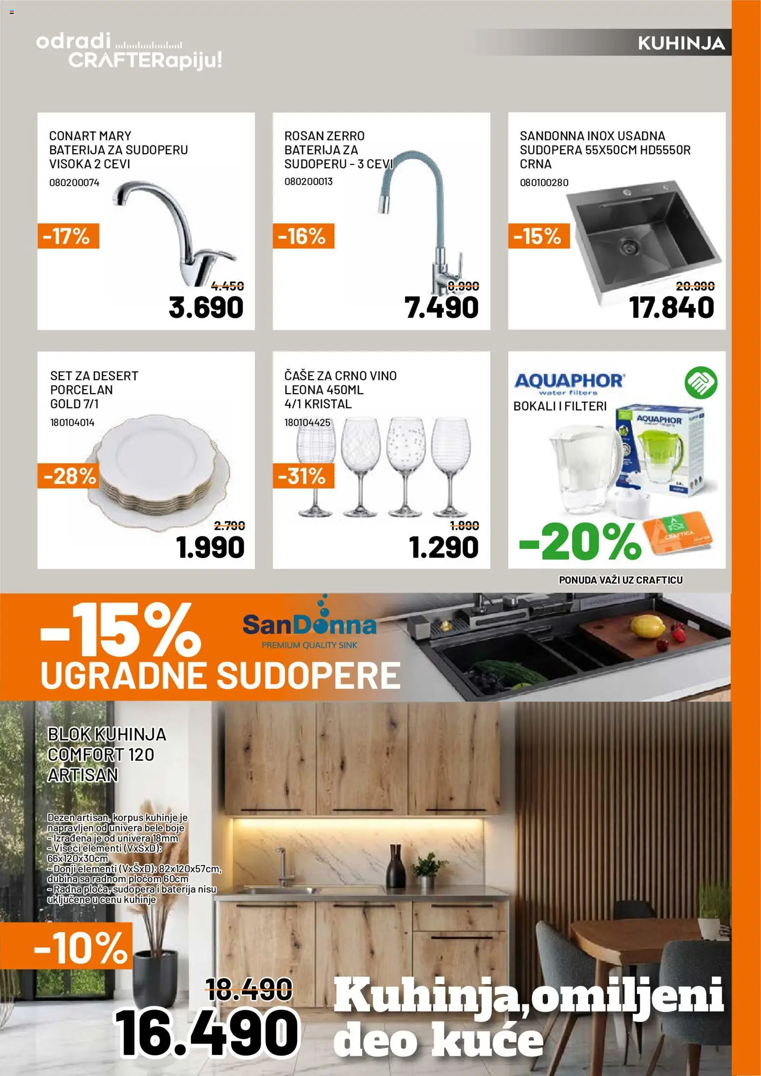 Crafter katalog - važi od 04.05.2026 | Strana: 10 | Proizvode: Kuhinja, Baterija, Baterija za sudoperu, Vino