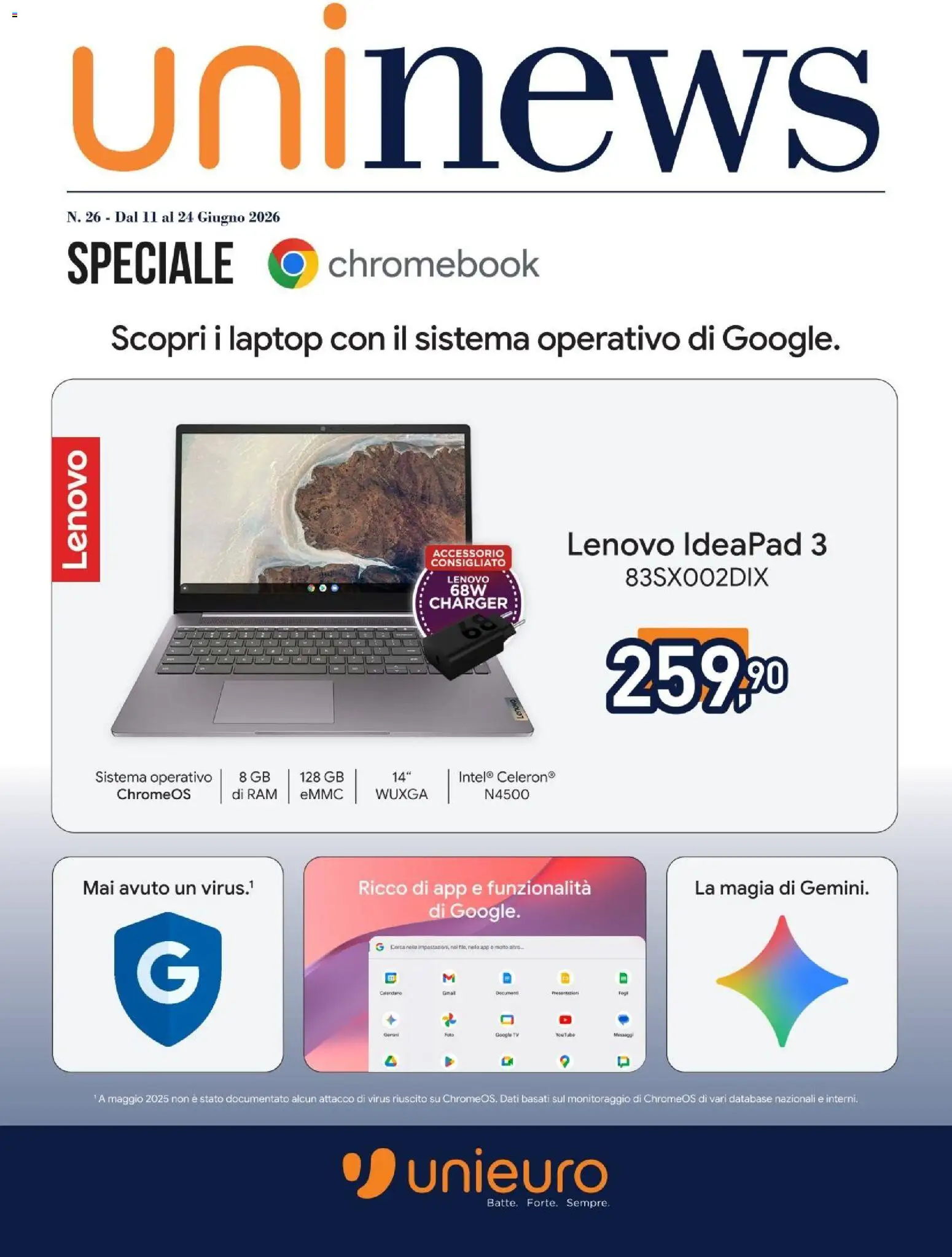 Volantino Unieuro del 11.06.2026 | Pagina: 1 | Prodotti: Laptop, TV