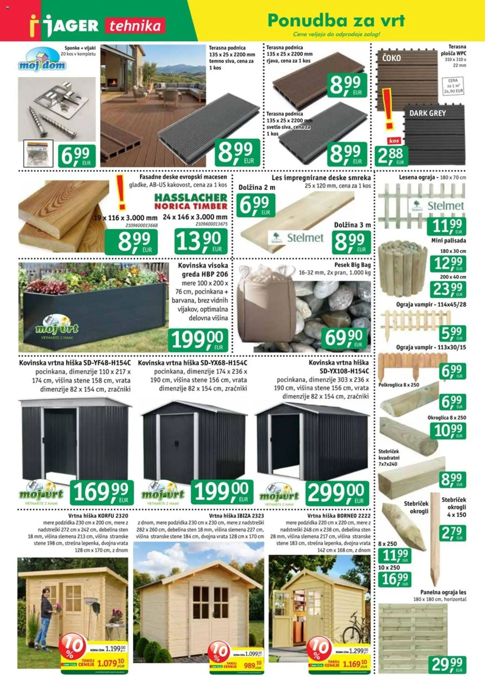 Novi Jager katalog ponudbe – veljaven od 08.07.2026 | Stran: 13 | Izdelki: Kos, Ograja, Vrtna hiška, Vrata