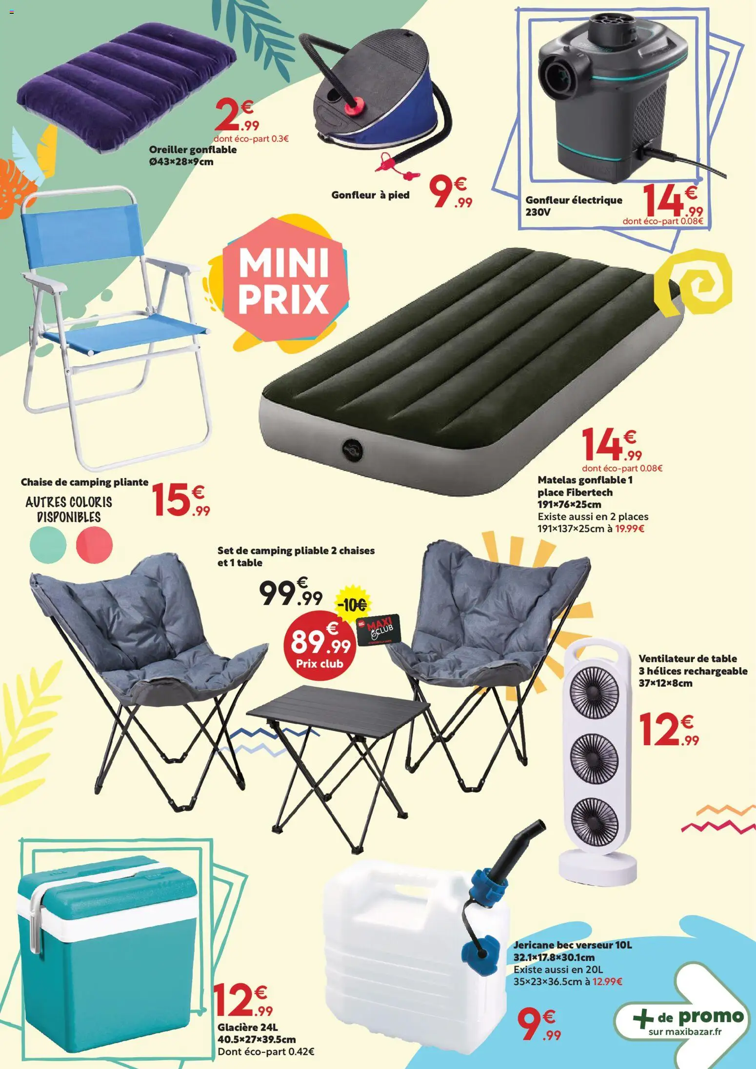 {H1} | Page: 16 | Produits: Matelas gonflable, Oreiller, Table, Chaise de camping