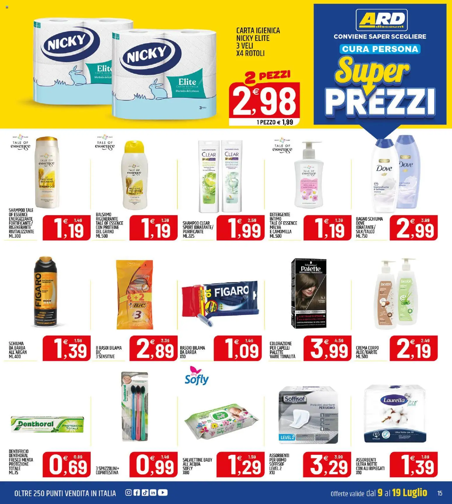 Volantino ARD Discount del 09/07/2026 | Pagina: 15 | Prodotti: Shampoo, Balsamo, Rasoio, Bagnoschiuma