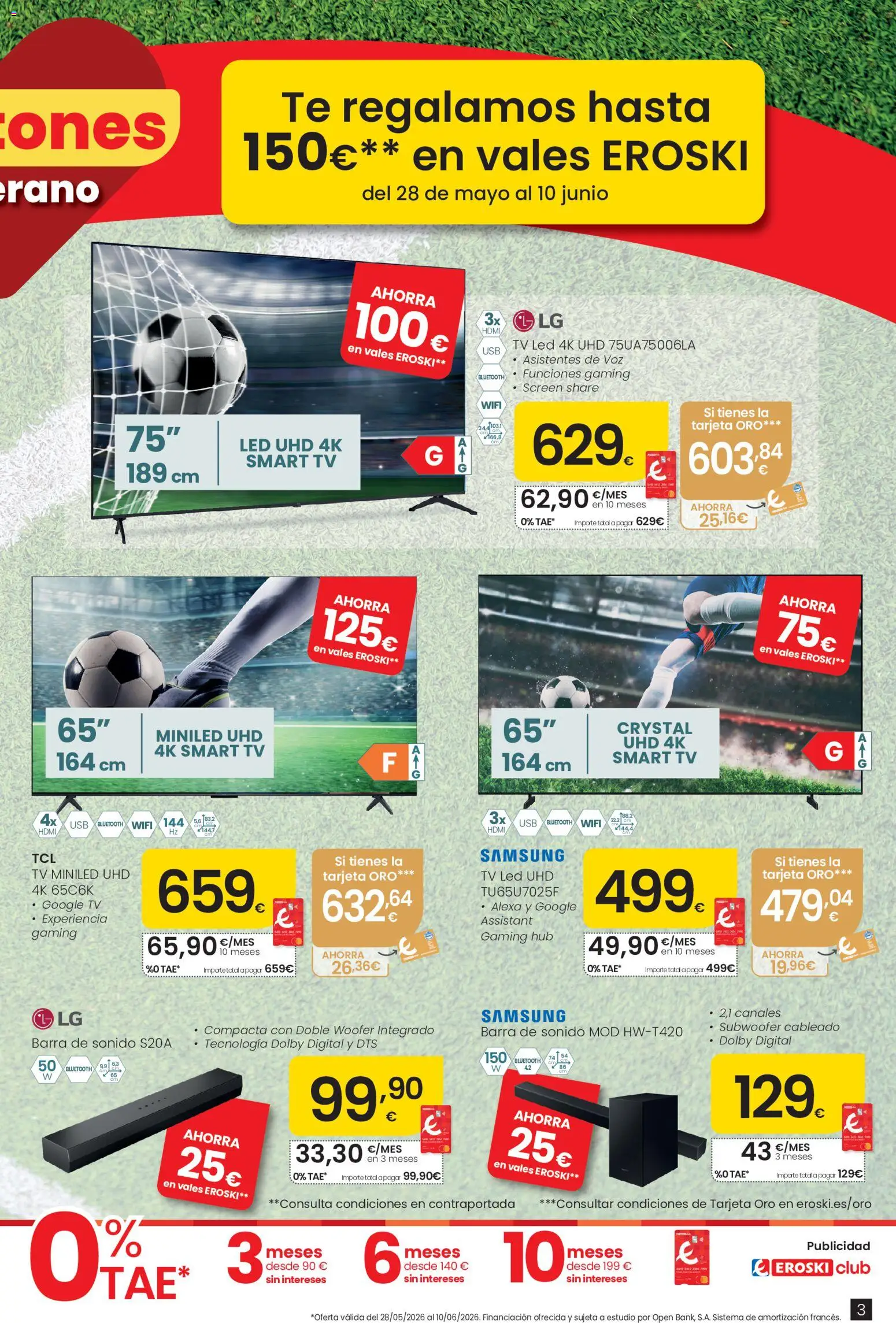 Eroski Ofertones de verano │ válido desde el 28.05.2026 | Página: 3 | Productos: Καλαμάρι, Té, USB